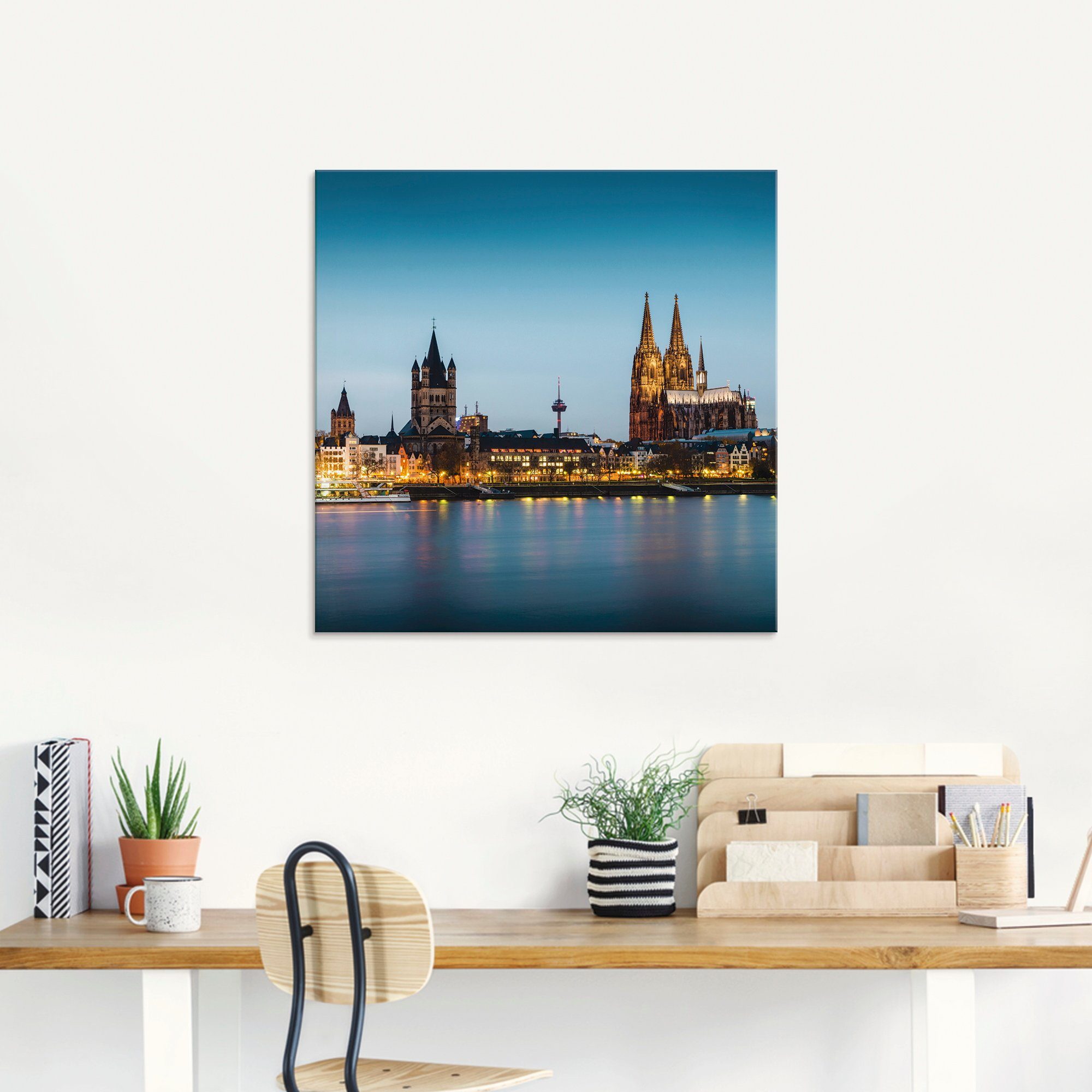 Artland Print op glas Keulen Rijn Promenade in verschillende maten