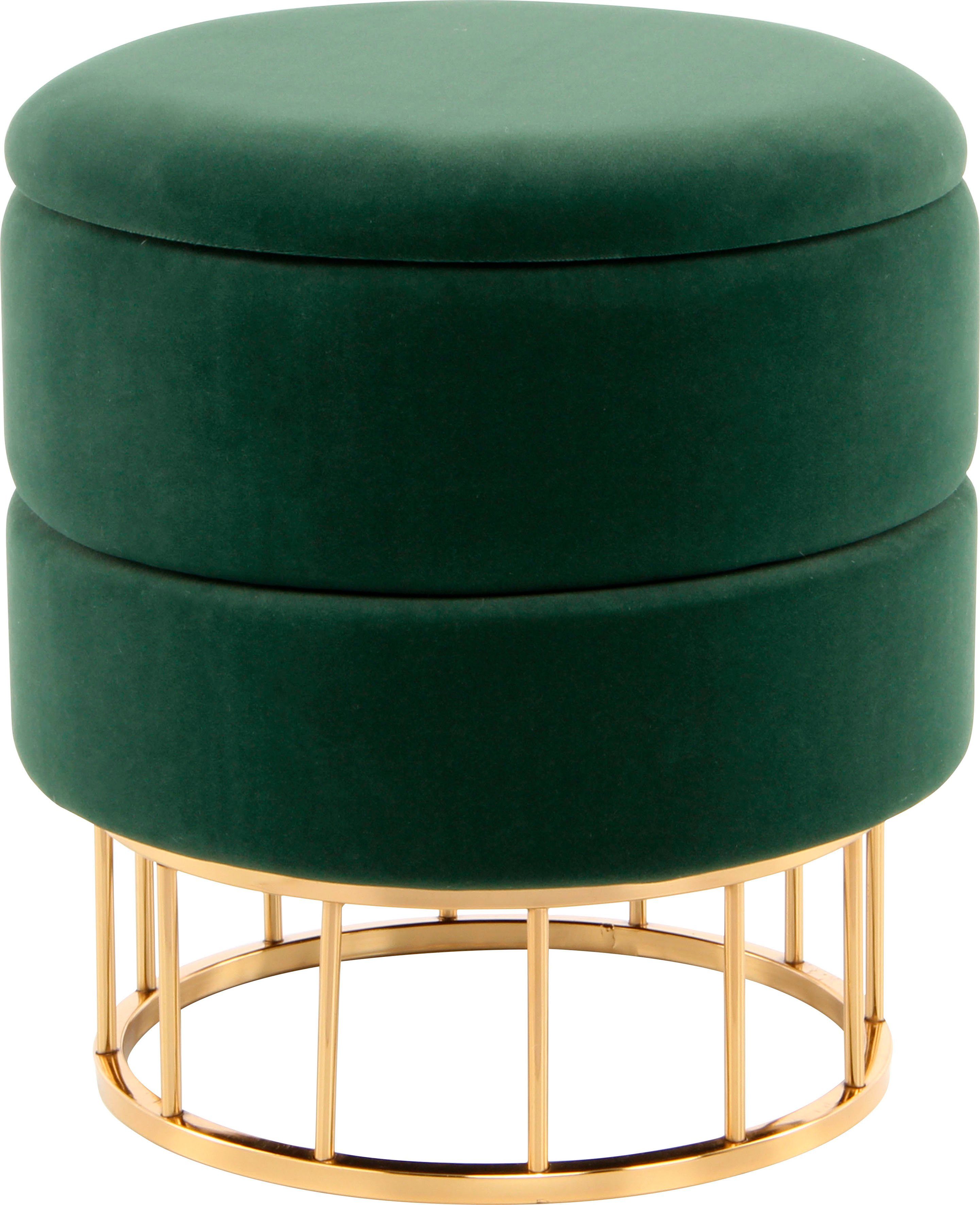 Kayoom Hocker met bergruimte Kruk Zero 525, zitkruk met comfort, ronde, moderne vorm glamoureus, elegant, met opbergruimte, bekleding van fluweelzacht stof (1 stuk)
