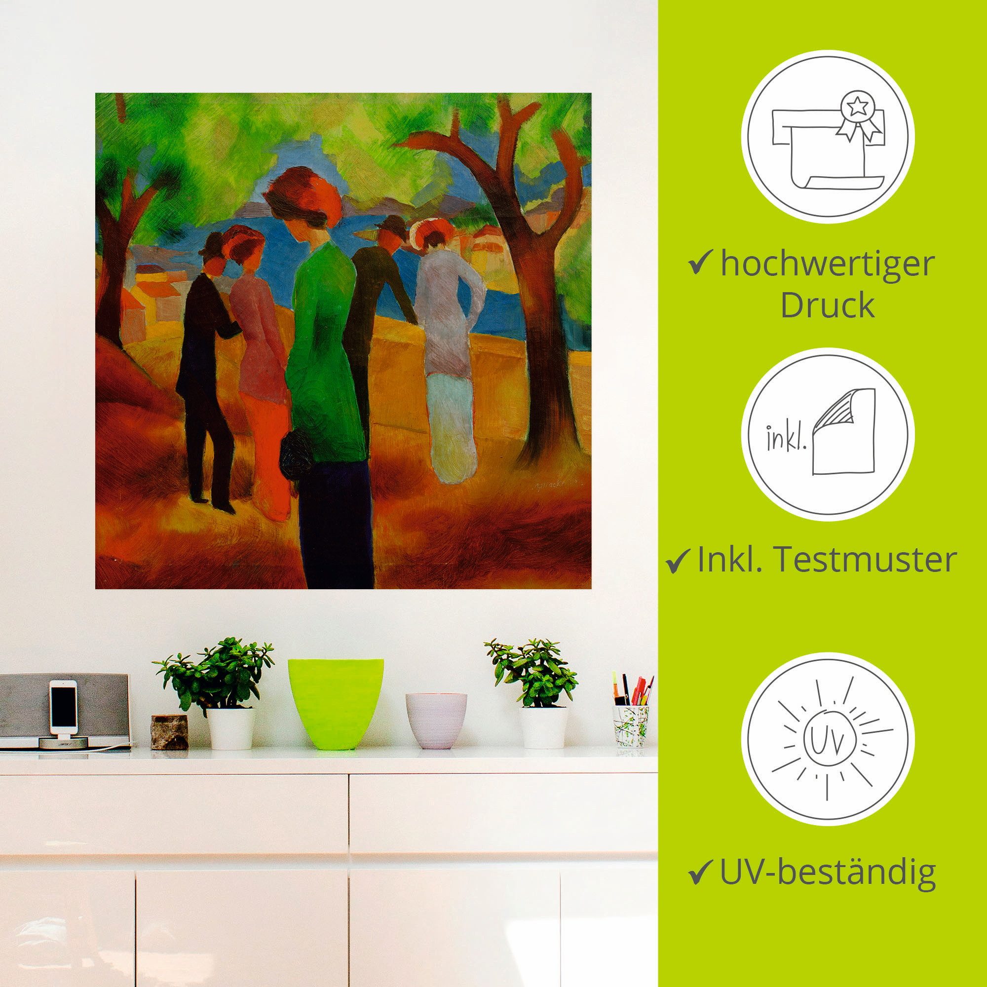 Artland Wandfolie Dame in groene jas