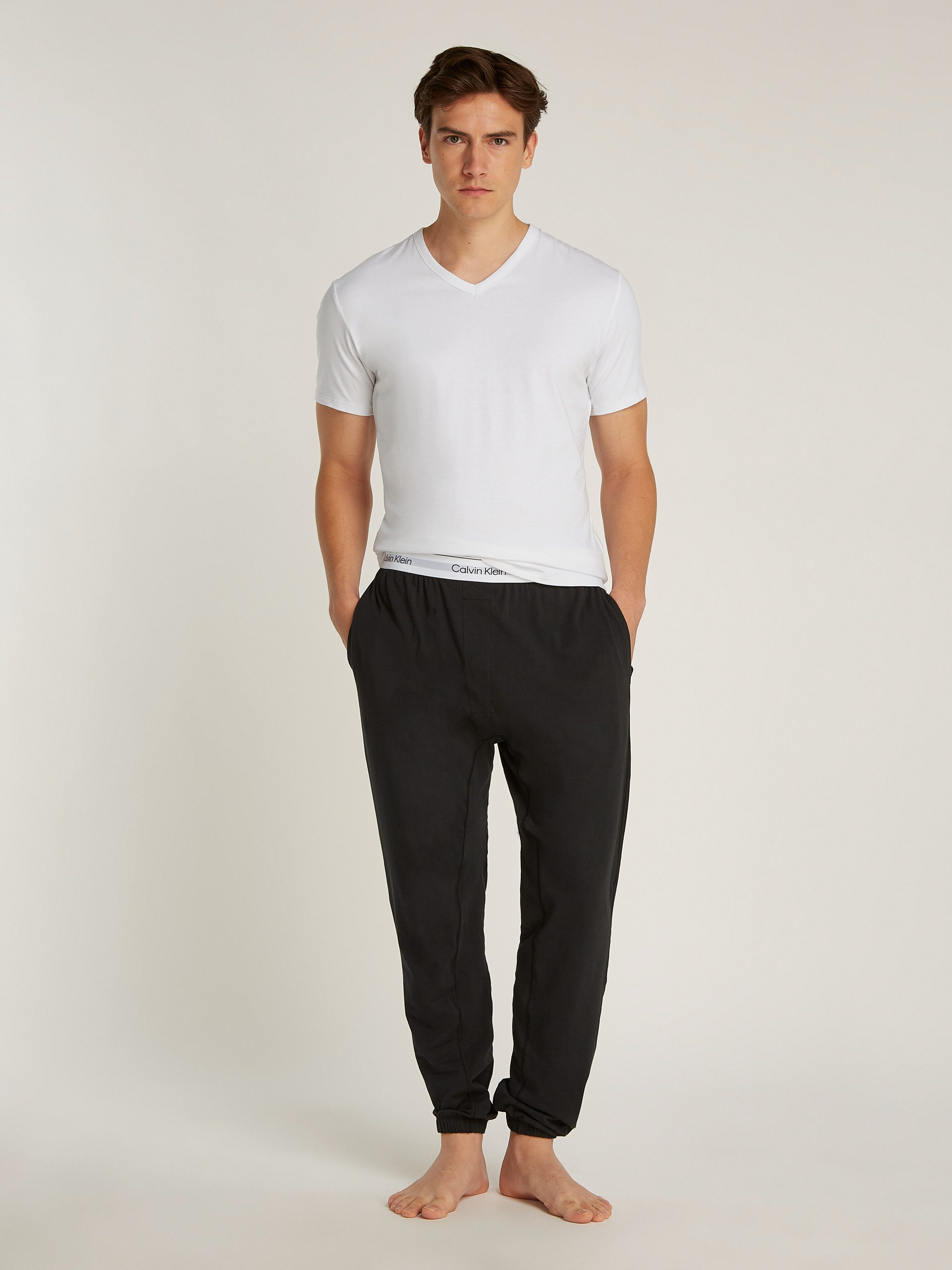 Calvin Klein T-shirt S/S V NECK 3PK met logo aan de zoom (3-delig, Set van 3)