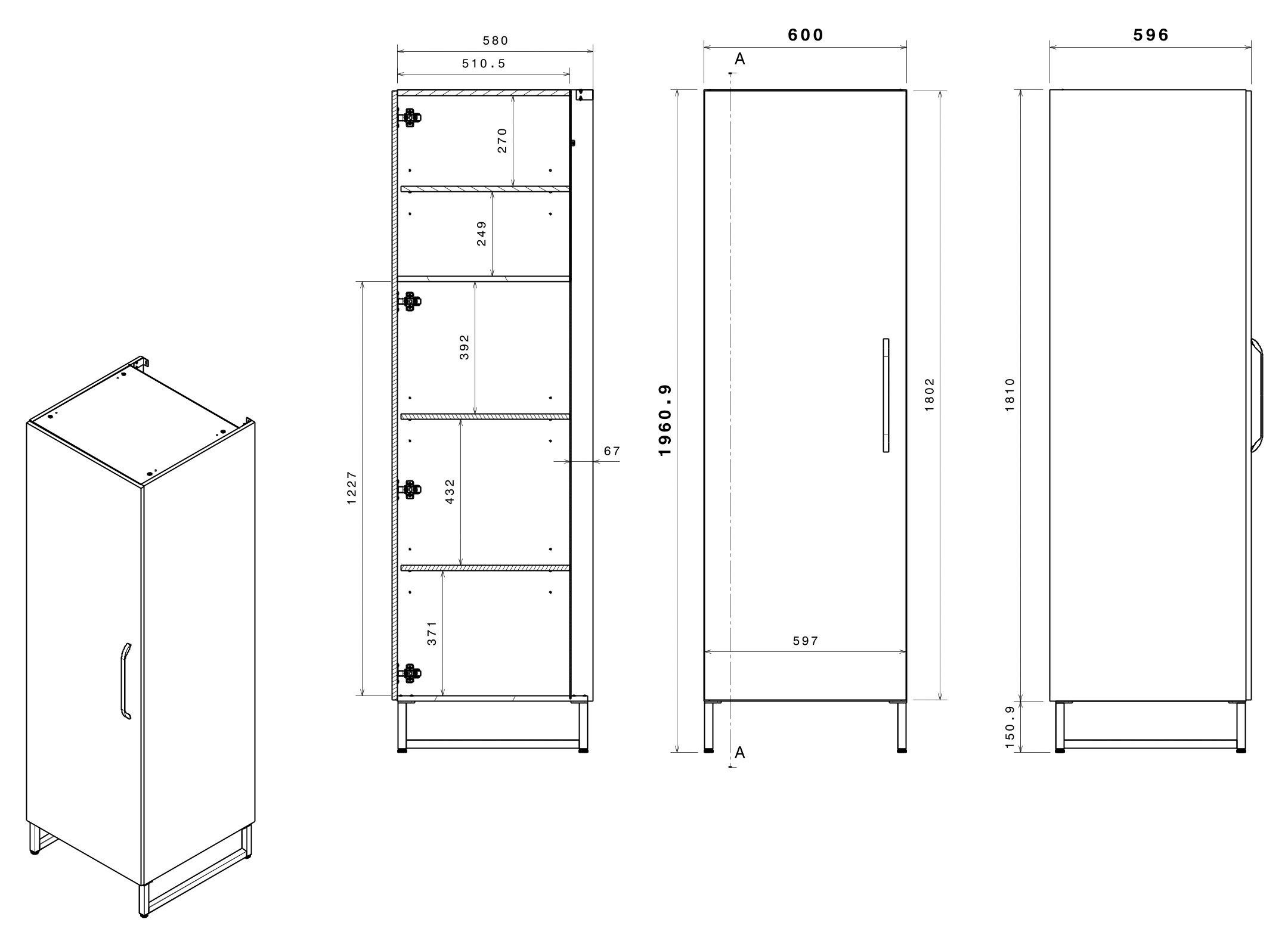 Parisot Kastenset Wave 1, Keuken kast, buffetset, keuken Deuren met softclose functie, werkblad van eiken - gefineerd (set, 9 stuks)