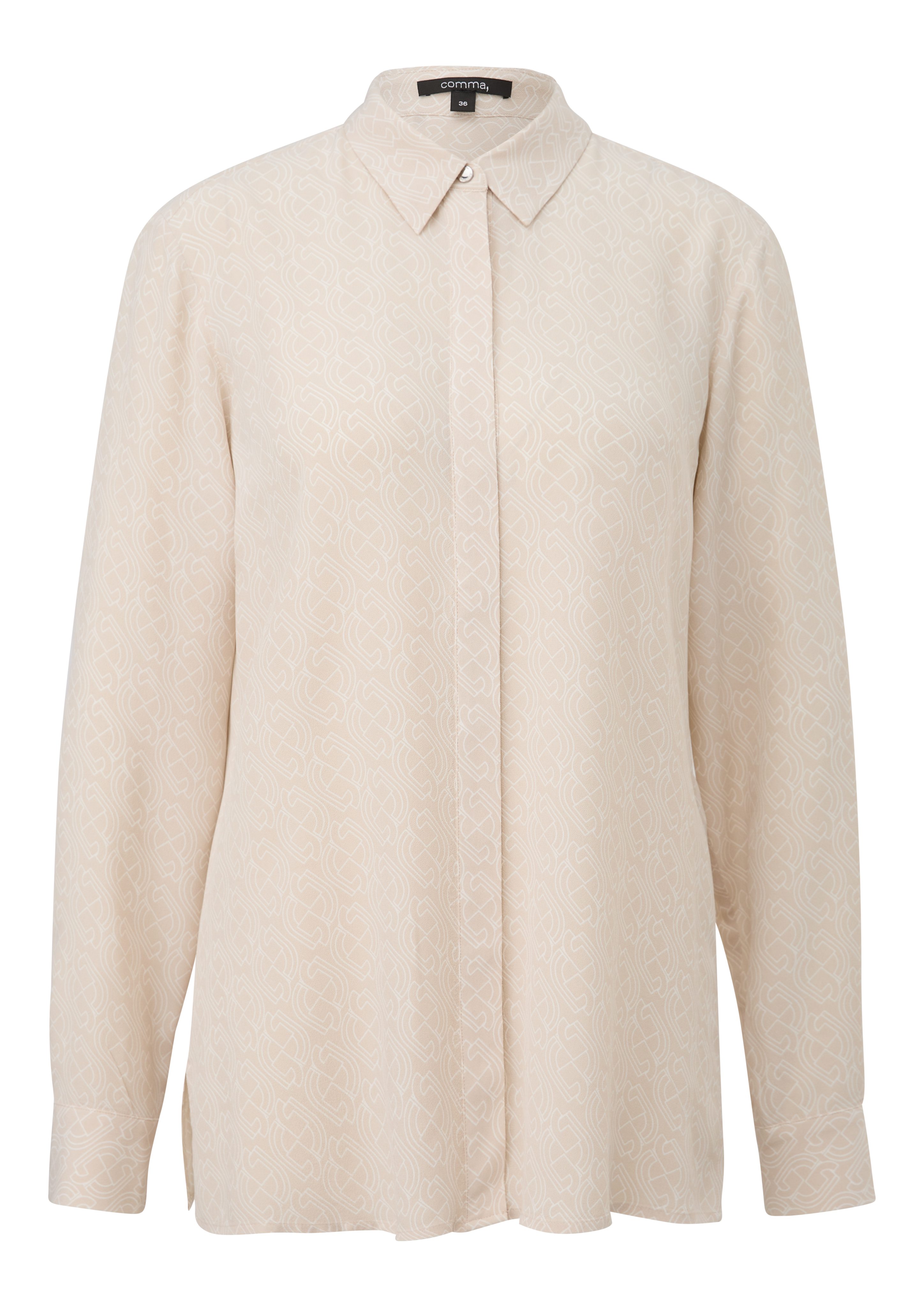 Comma Blouse met lange mouwen van viscose met minimalistisch patroon