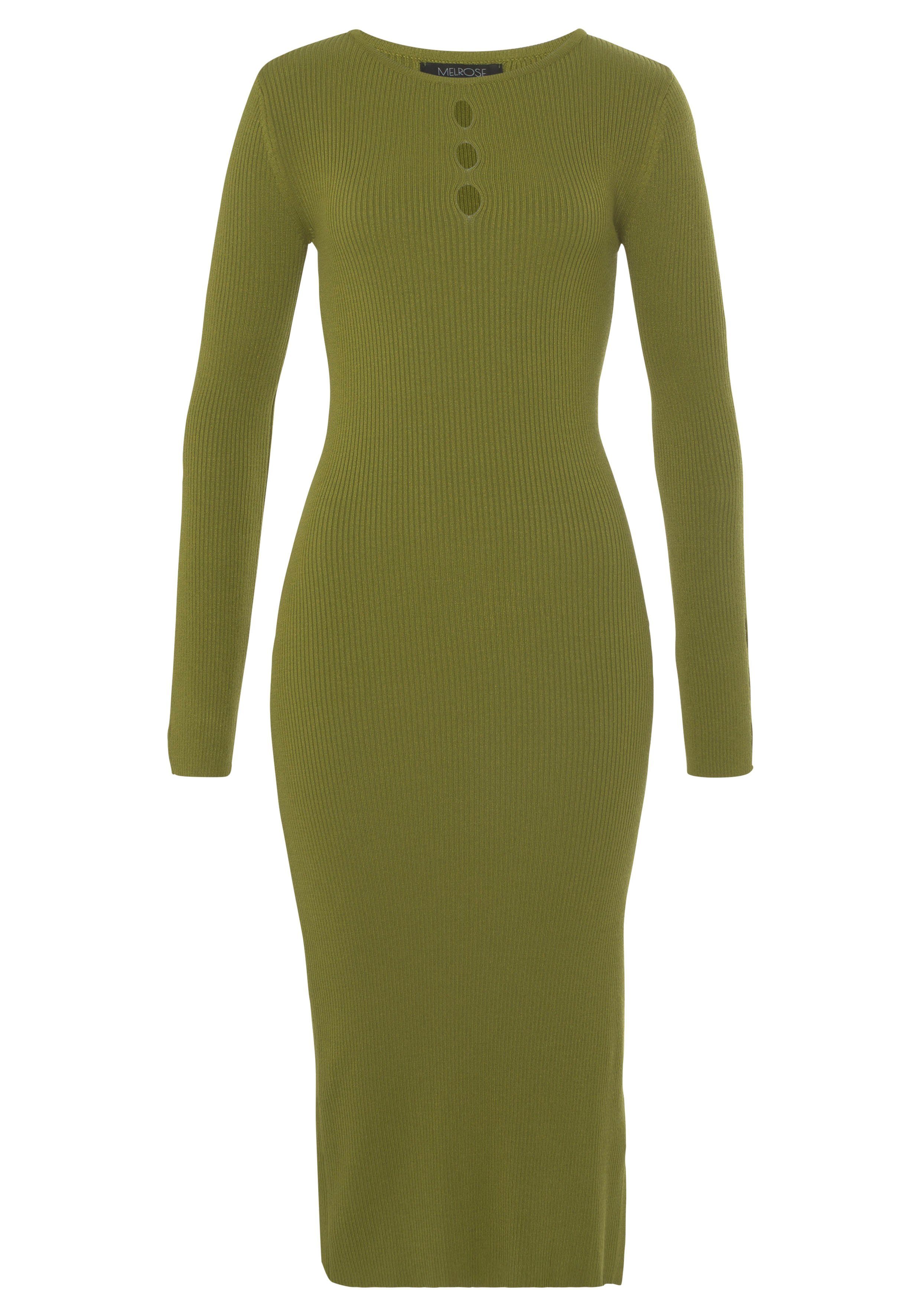 Melrose Gebreide jurk kuitlang, elegant, van viscosemix, lange mouwen
