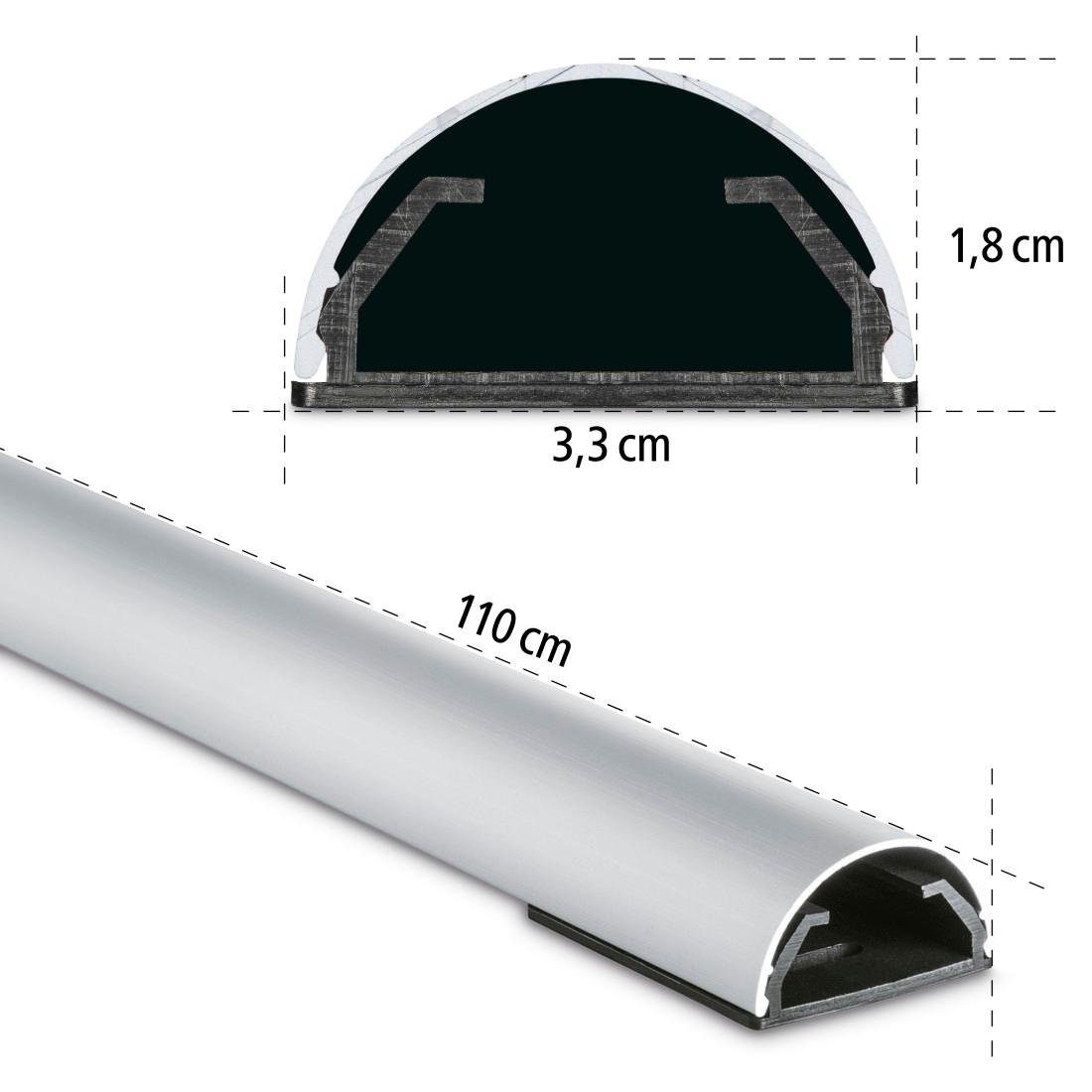 Hama Kabelgoot Aluminium kabelgeleiding om te schroeven of te plakken voor 5 kabels, halfrond