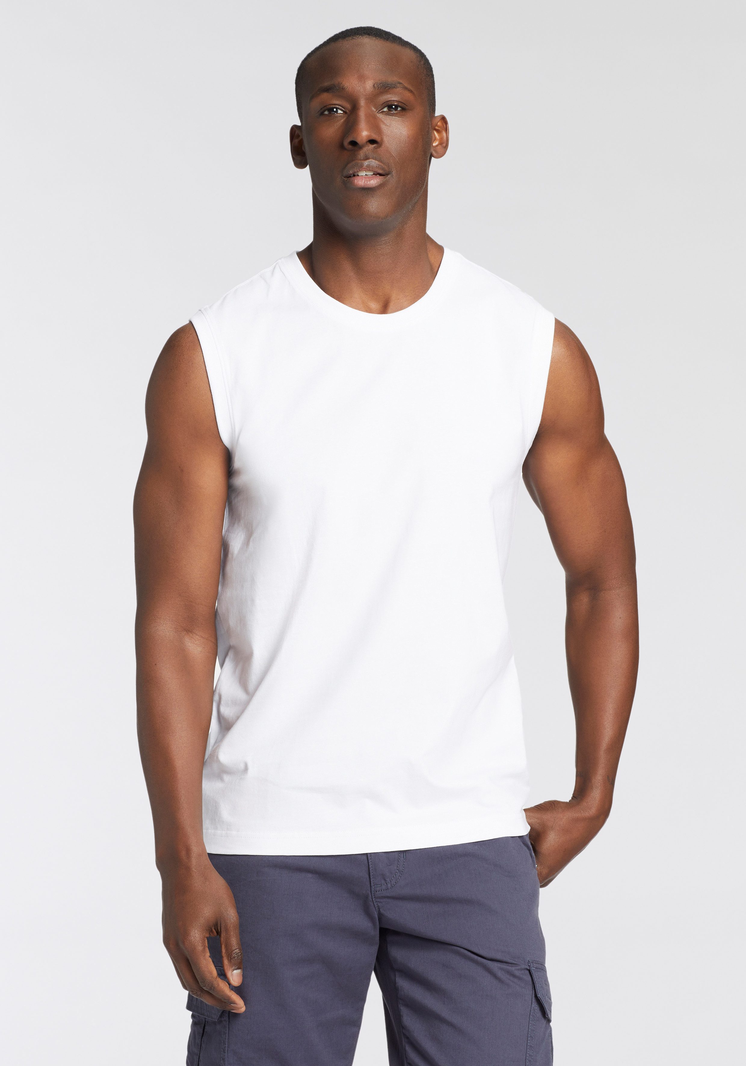 Man's World Muscle-shirt mouwloos basic stijl effen ronde hals (3-delig Set van 3)