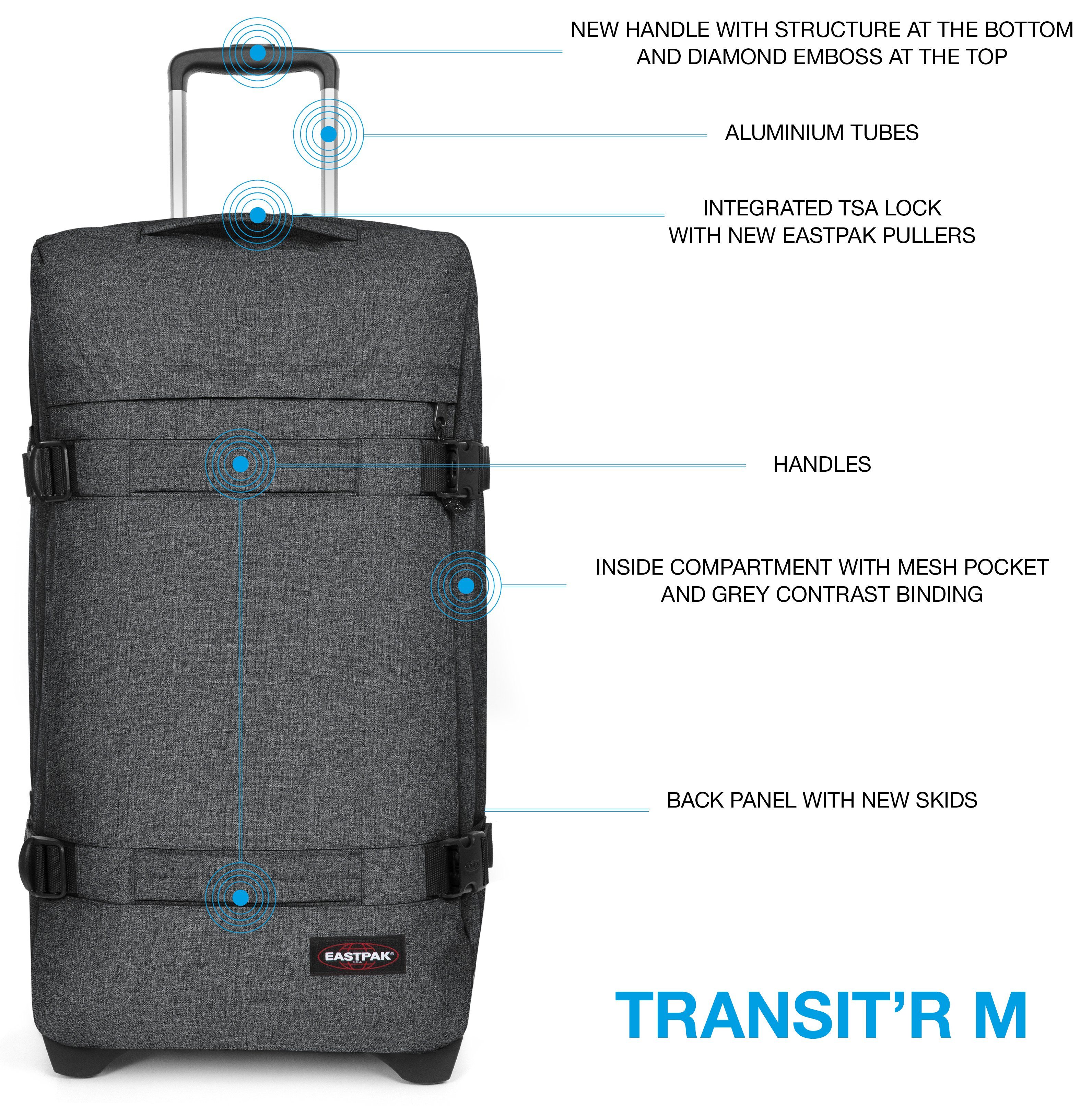 Eastpak Zachte bagage trolley TRANSIT'R M Reisbagage incheckbagage reiskoffer met TSA-slot reistas