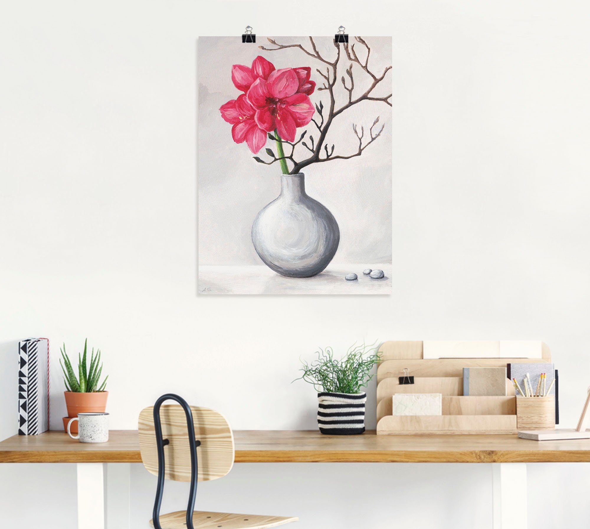Artland Artprint Rode amaryllis als artprint van aluminium, artprint voor buiten, artprint op linnen, poster in verschillende maten. maten