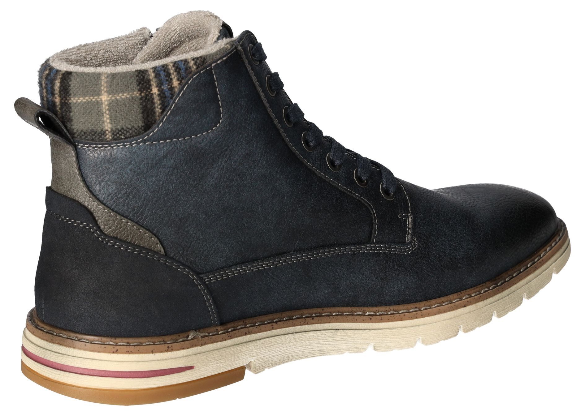 Mustang Shoes Winterlaarzen , veterschoenen, casual enkellaars met geruite inzet aan de schacht