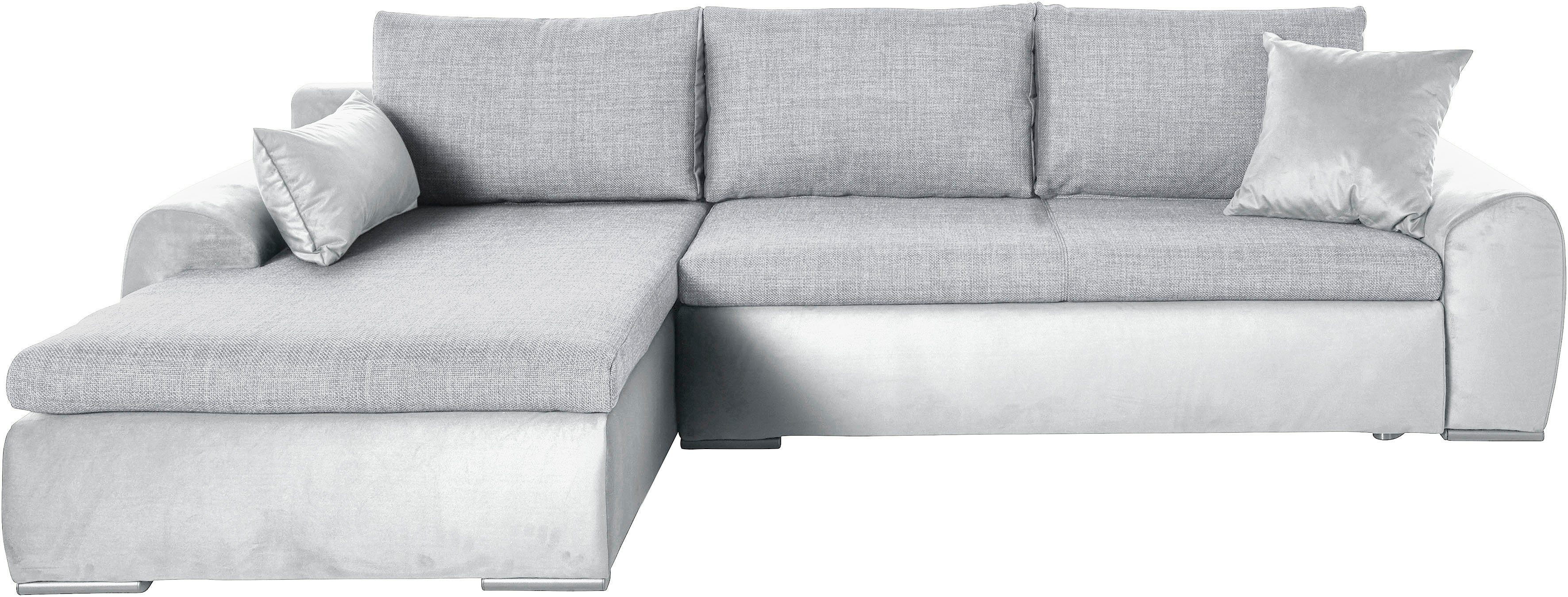 Home affaire Hoekbank Win, L-vorm, breedte 285cm optioneel met slaapfunctie en bedkast, taupe, corduroy