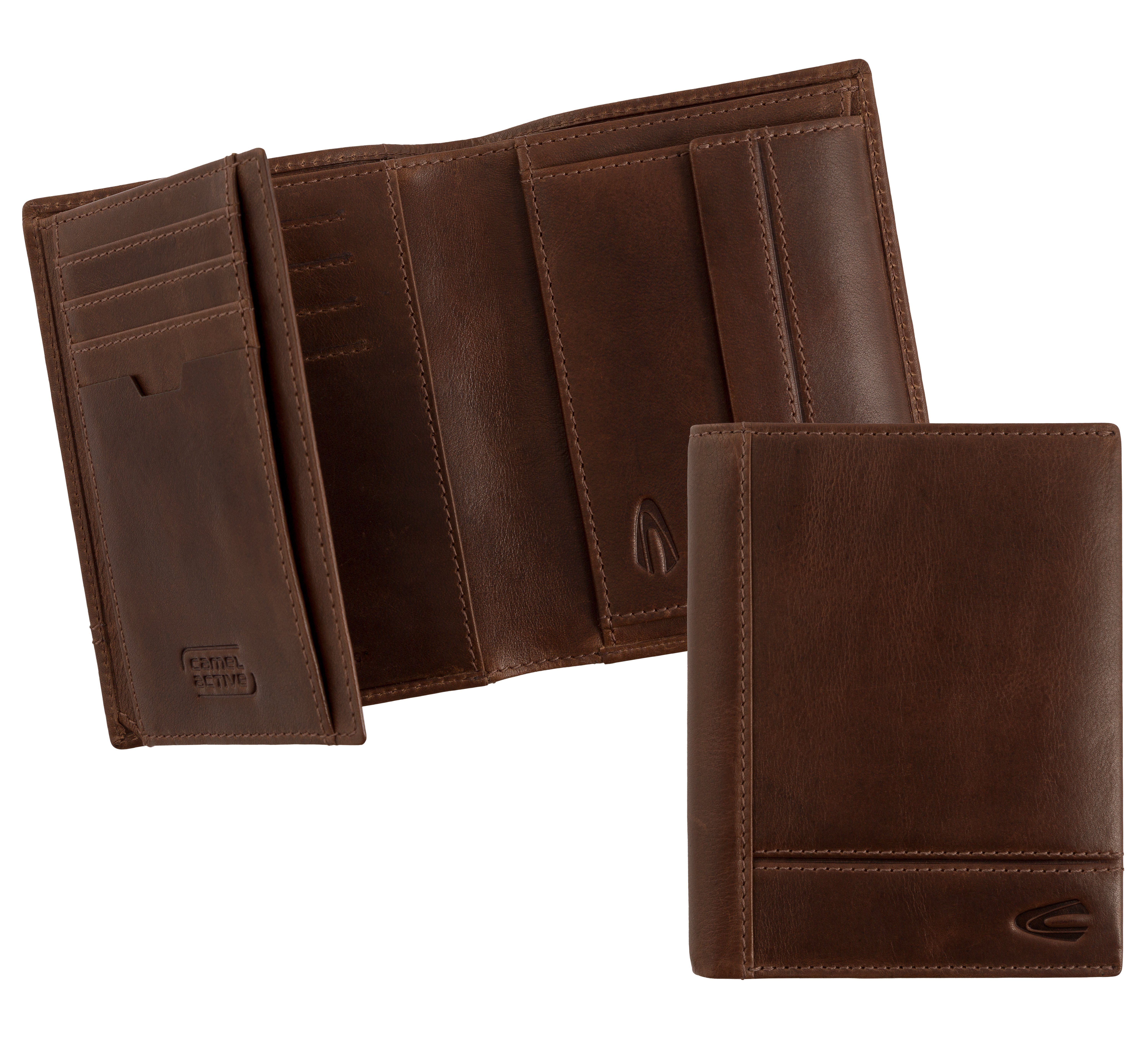 camel active Portemonnee Tokio van matte rundleer met verhoogde logoprenting en rfid-bescherming