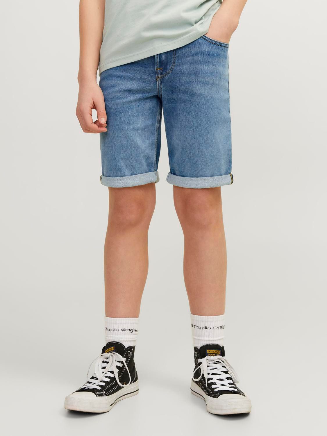 Jack & jones JUNIOR denim short JJIRICK JJICON blue denim 381 Korte broek Blauw Jongens Stretchdenim 128