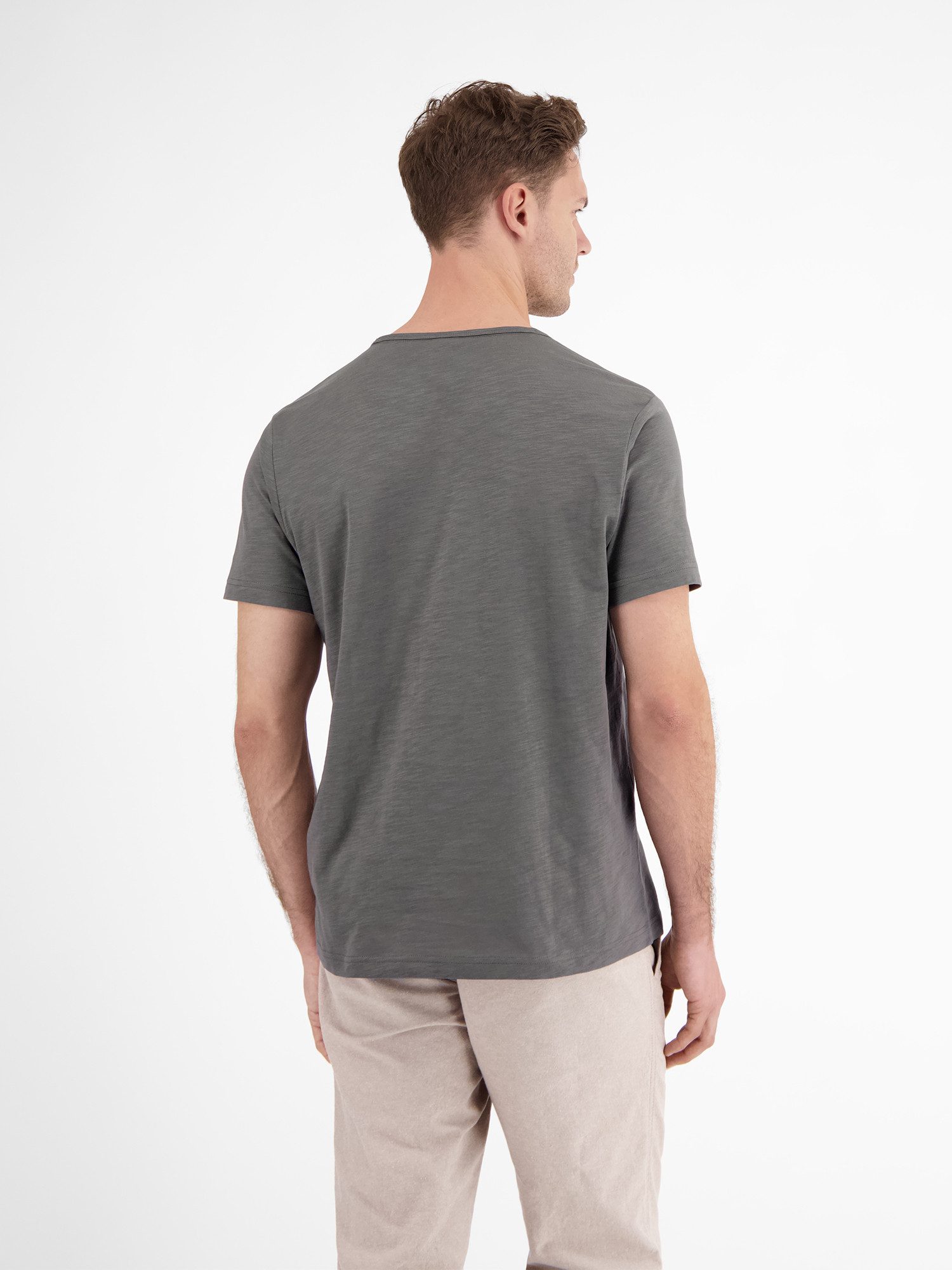Lerros Henleyshirt LERROS serafino-shirt in effen structuurstof