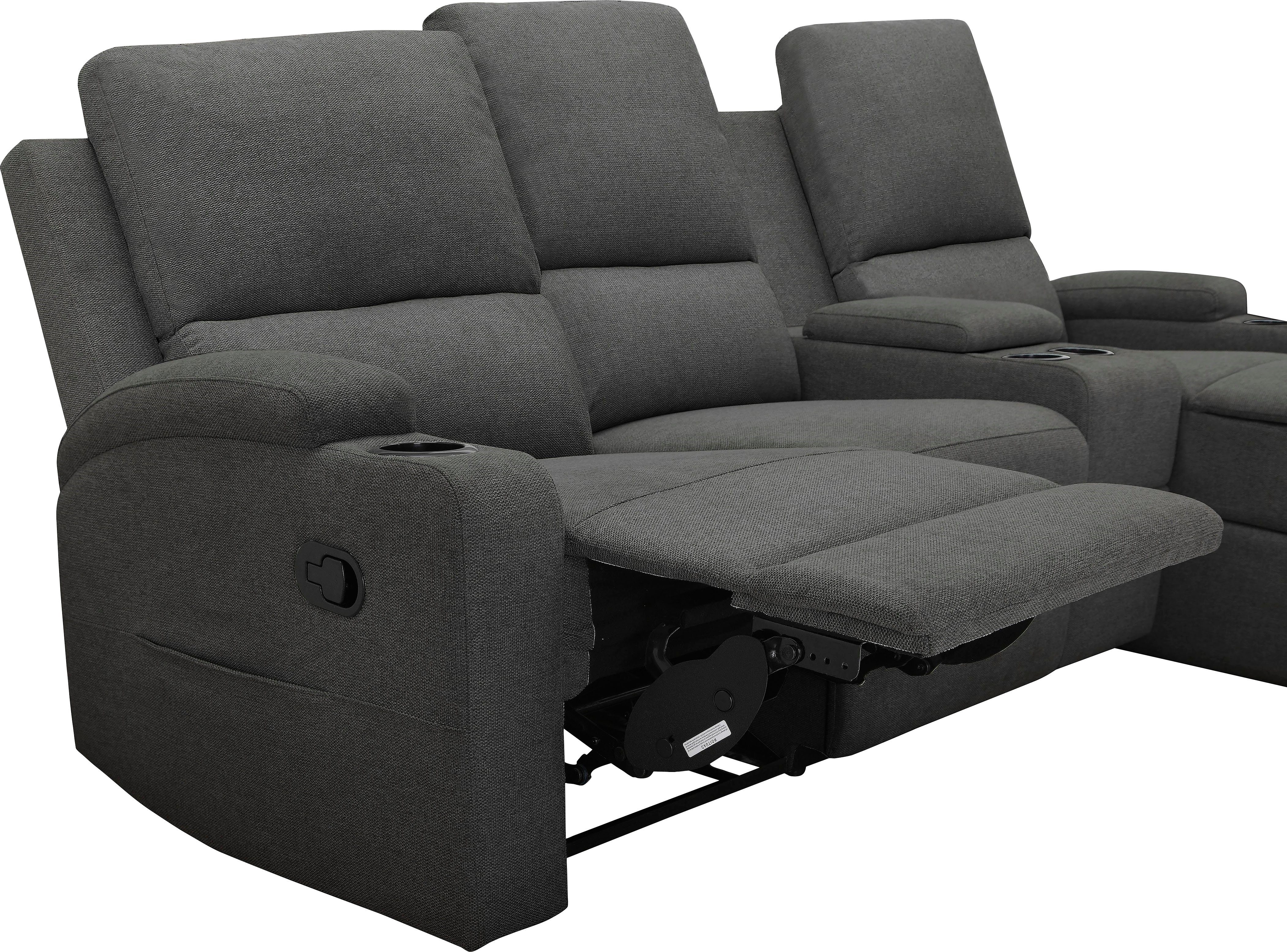 Home affaire Hoekbank Napori multimediabank, 3 bioscoopstoelen XXL, L-model, Bioscoopbank met relaxfunctie, bekerhouder, opbergvak en opbergbox