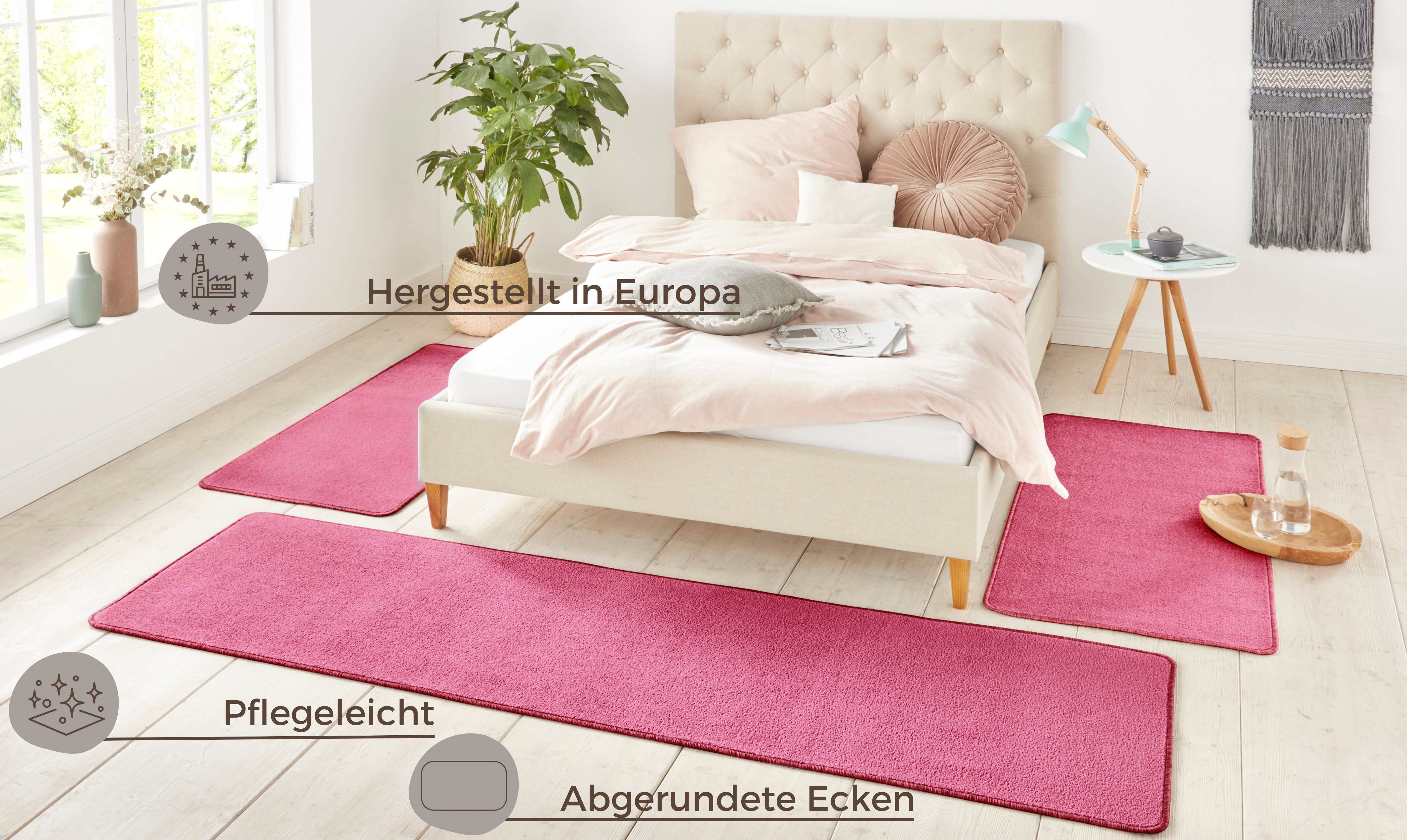 HANSE Home Set slaapkamerkleedjes Shashi Korte pool, unikleur, vloerkleed, bedloper, slaapkamerkleed, loper