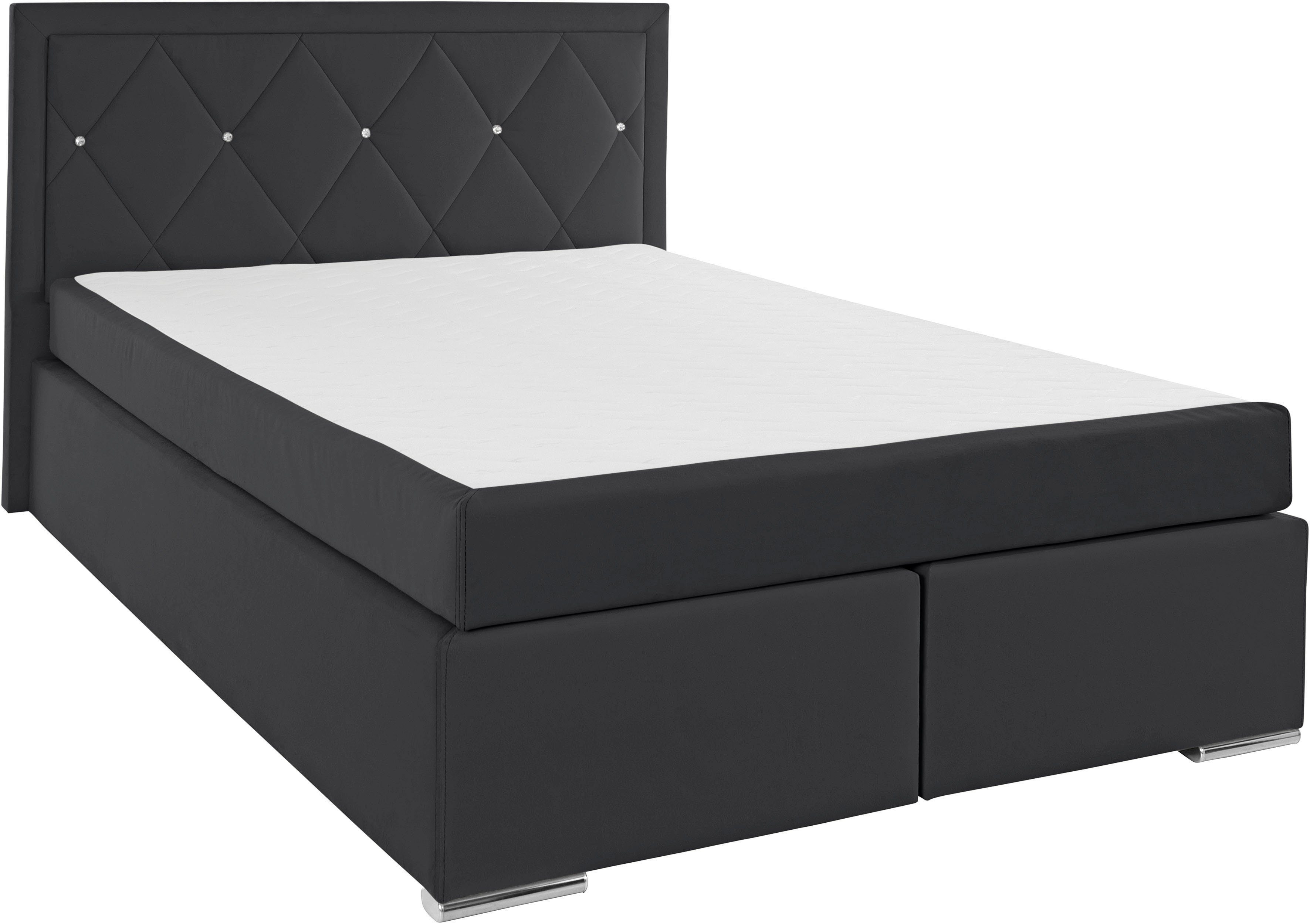Leonique Boxspring Alfie, bestseller, optioneel met bedlade met strassteentjes in het hoofdbord, h2, h3 en h4 ter keuze