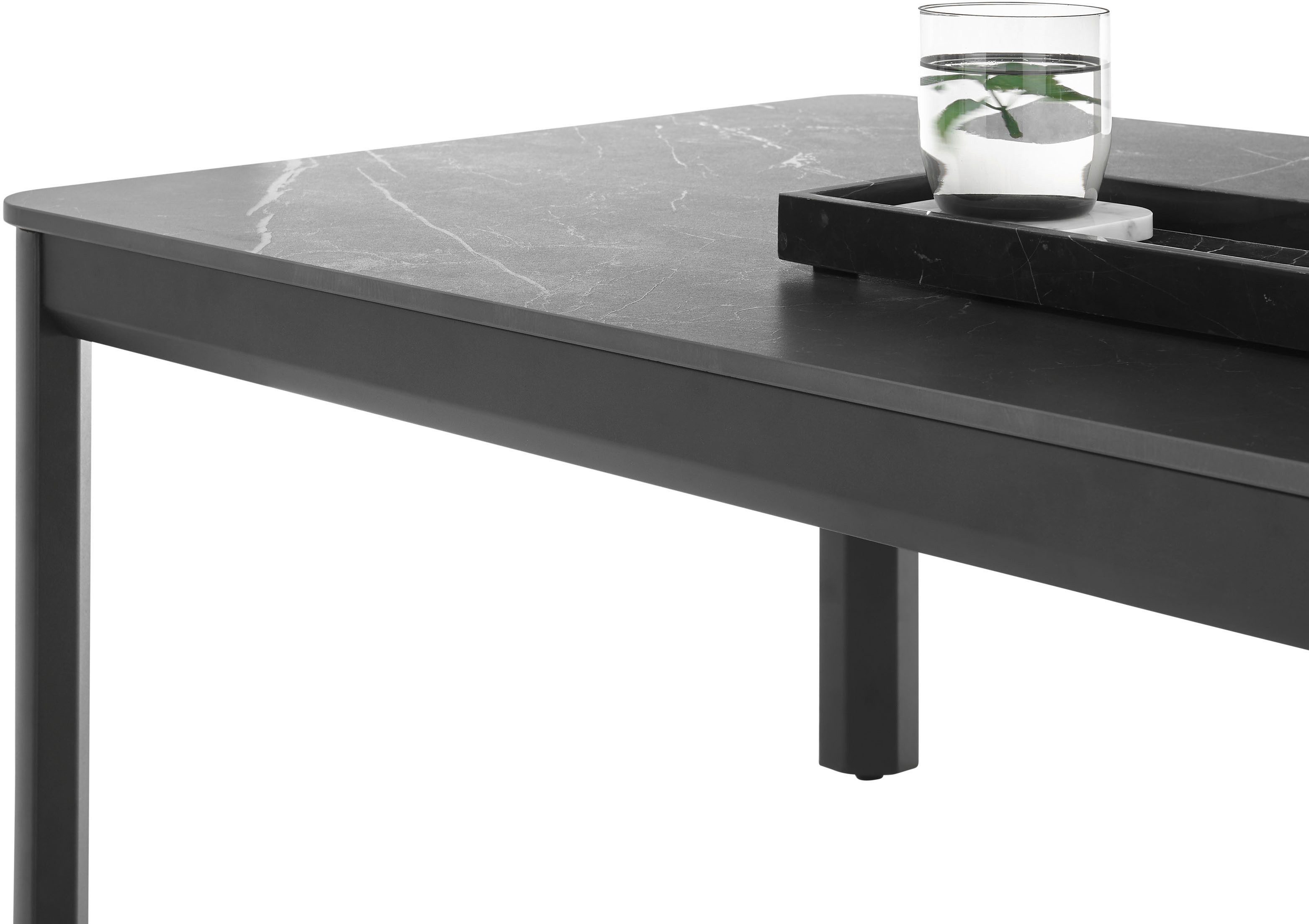 Stolkom Salontafel Lenni salontafel keramiek, zwart gemarmerd BxHxD 120x45x70 cm Keramische oppervlakte zwart gemarmerd, metalen frame mat zwart