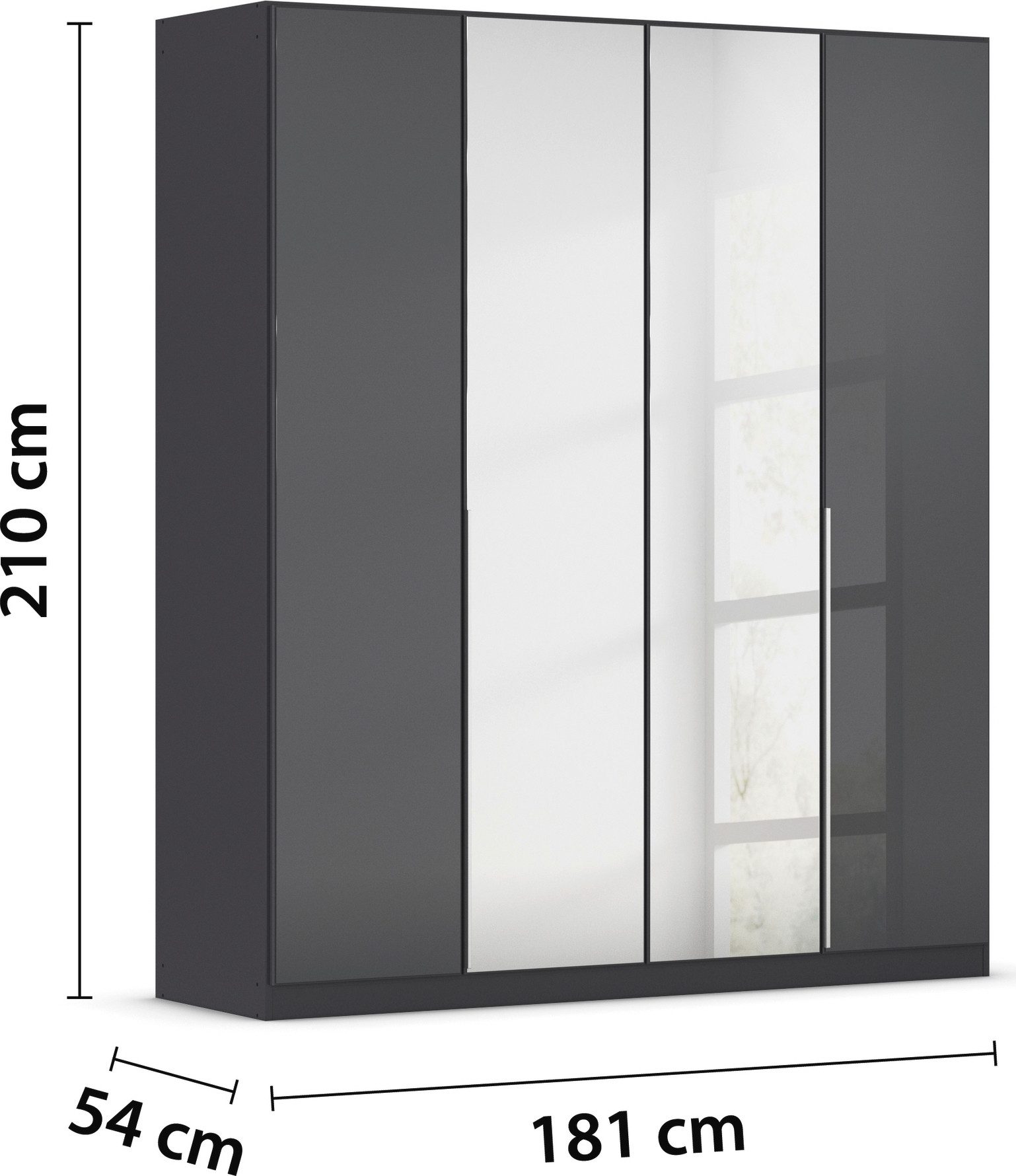 rauch Draaideurkast Kledingkasten kast garderobe AGORDO met glazen front doordachte binnenuitrusting, in 6 breedtes en 2 hoogtes made in germany