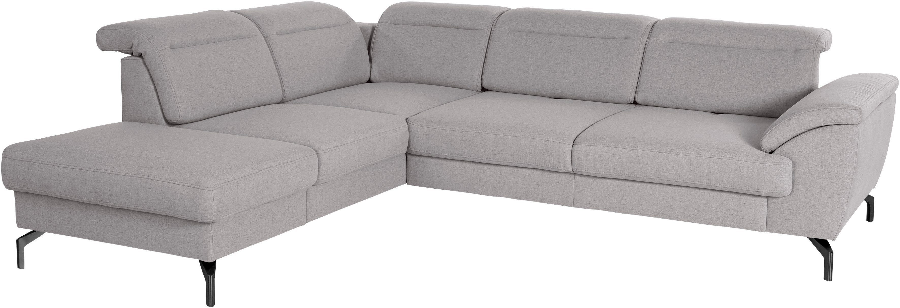 sit&more Hoekbank Percy L-vorm 15 cm poothoogte, zitdiepteverstelling, naar keuze in 2 pootkleuren