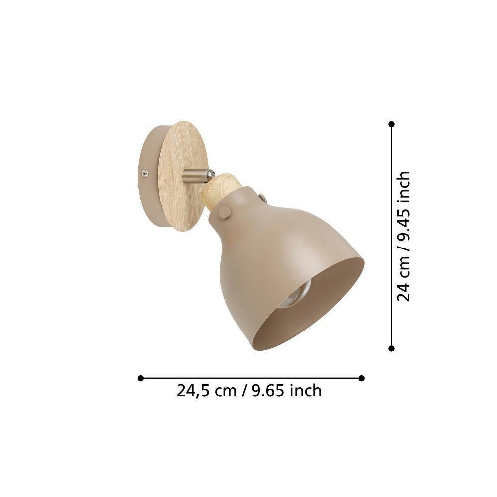 EGLO Plafondspot ARRECIFE Wandspot, staal, E27, IP20, slaapkamerlamp, hal lamp (1 stuk)
