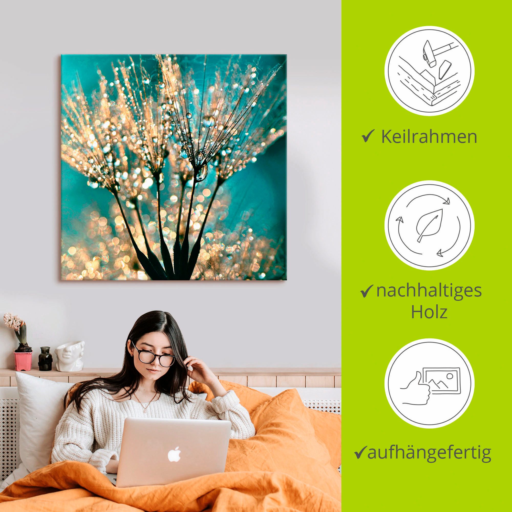 Artland Artprint Pluizenbol pluimen abstract als artprint van aluminium, artprint voor buiten, artprint op linnen, poster, muursticker