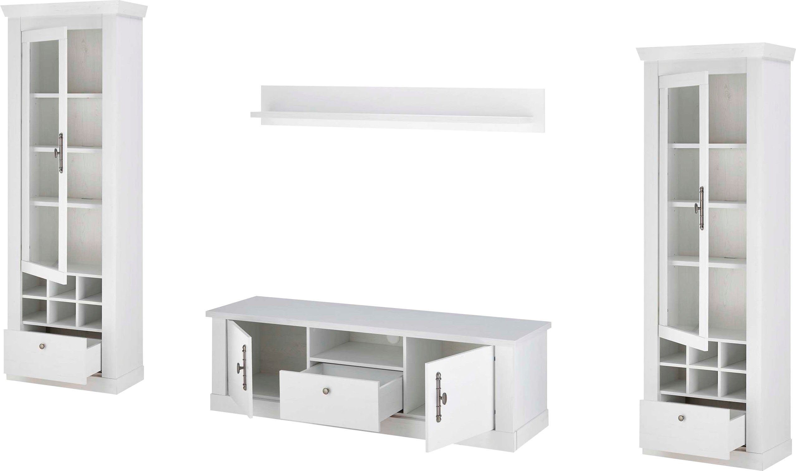 Home affaire Wandmeubel Ravenna in romantische landelijke stijl, grepen van metaal, soft-closefunctie (4-delig)