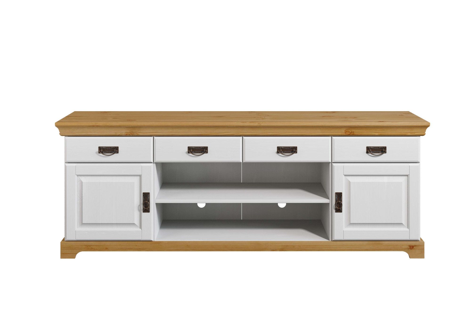 Home affaire Tv-meubel Rügen gecertificeerd massief hout, breedte 180 cm, in landhuisstijl