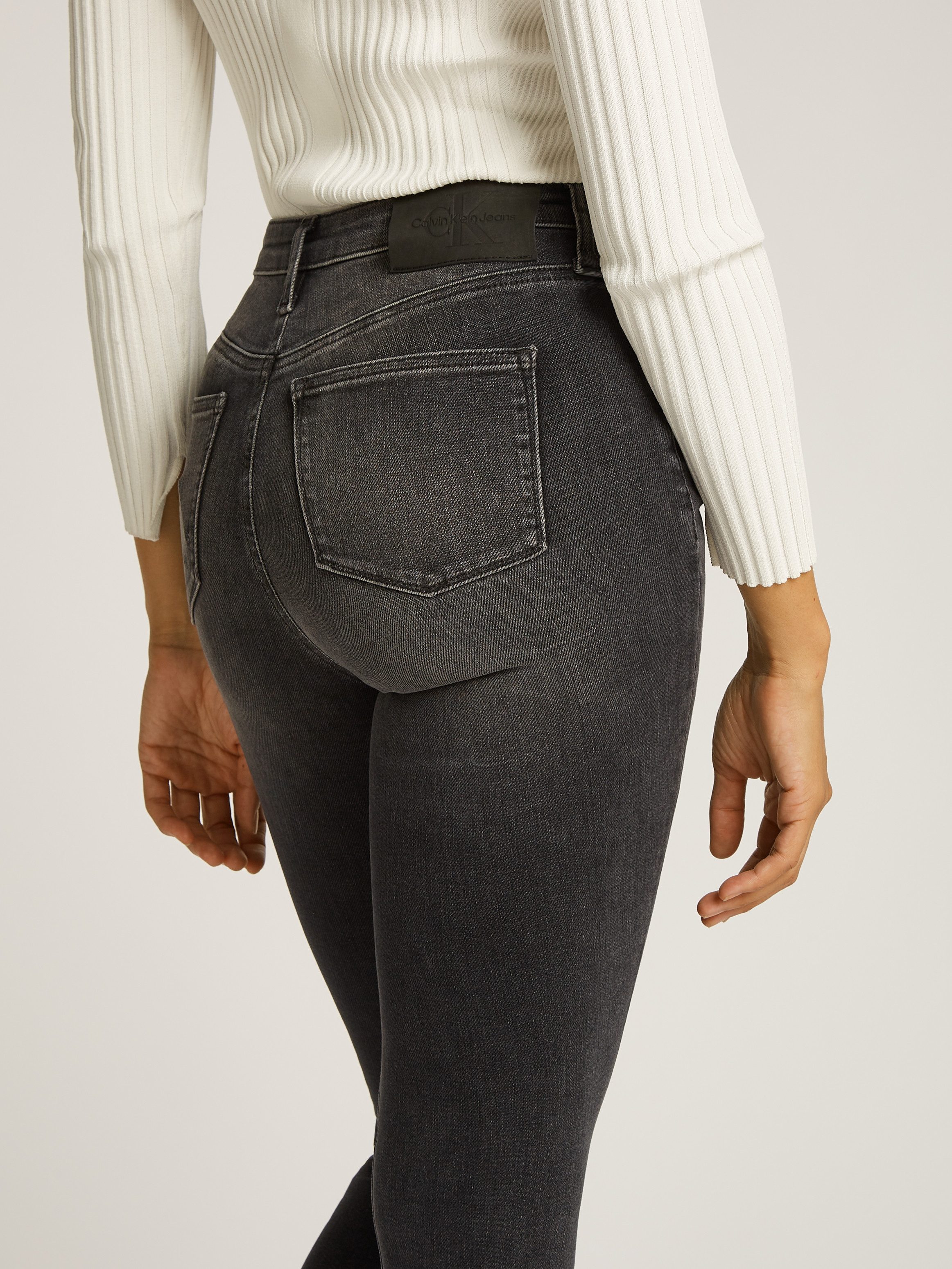 Calvin Klein Skinny fit jeans High rise skinny met muntzakje, lichte stone wash-look