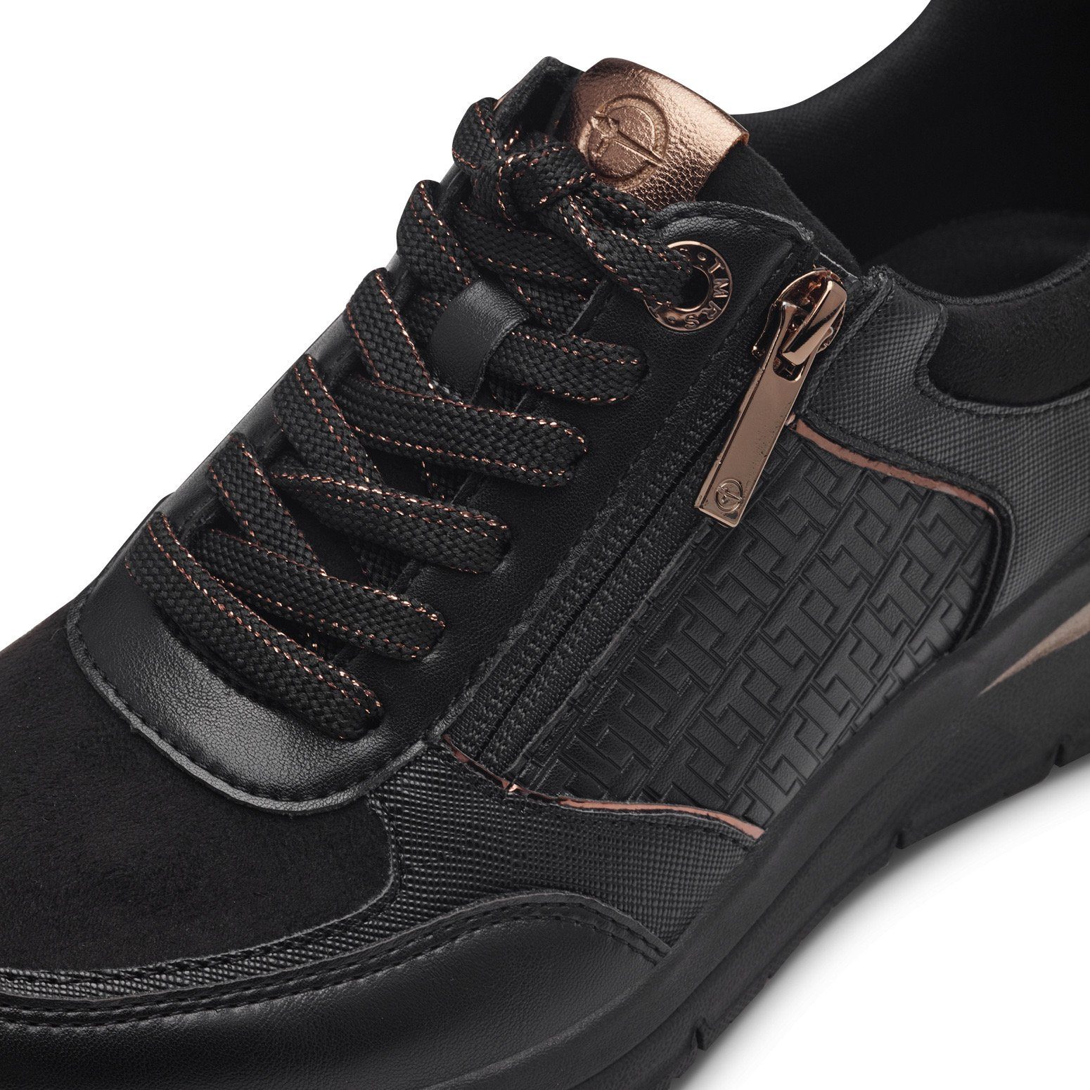Tamaris Sneakers met sleehak vrijetijdsschoen, lage schoen, veterschoen met buitenrits