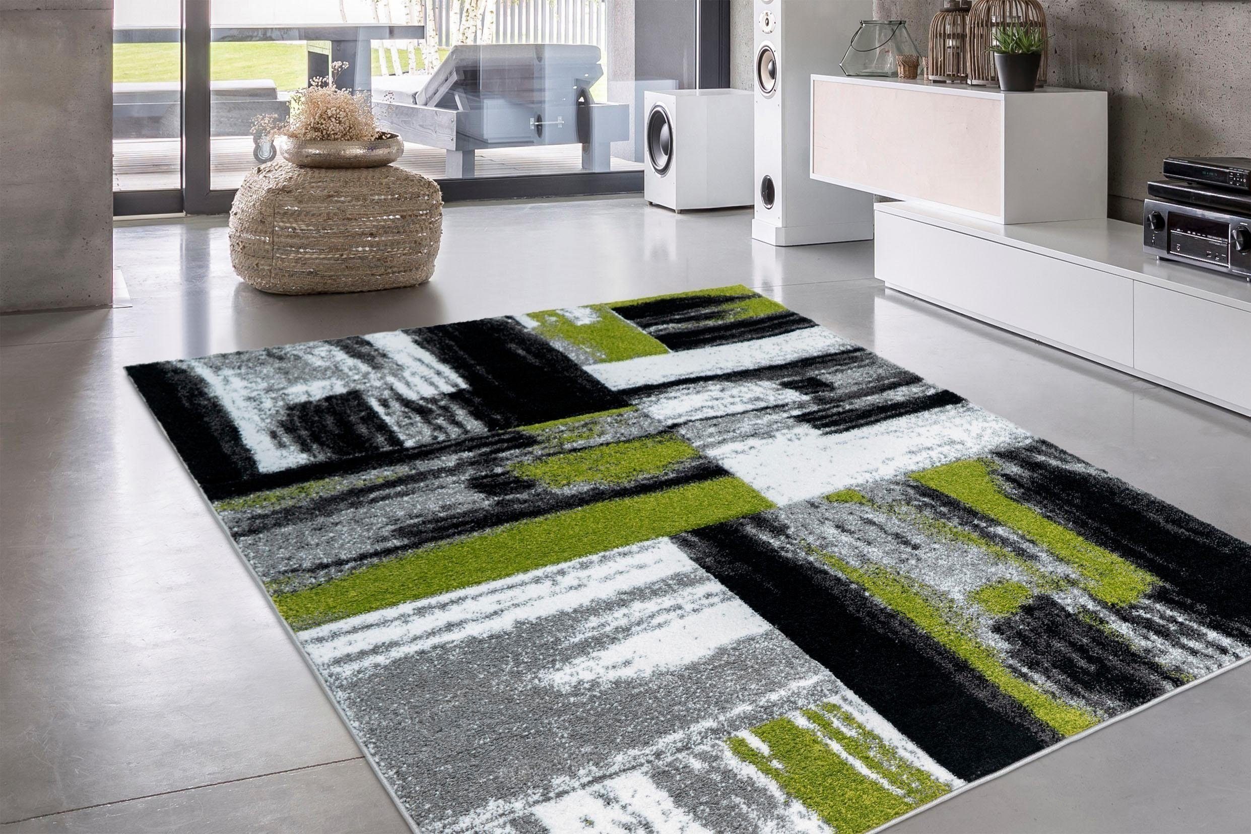 calo-deluxe Vloerkleed Astro 300 Korte pool, woonkamer moderne vloerkleden maat 80 cm x 150 cm x 14 mm groen