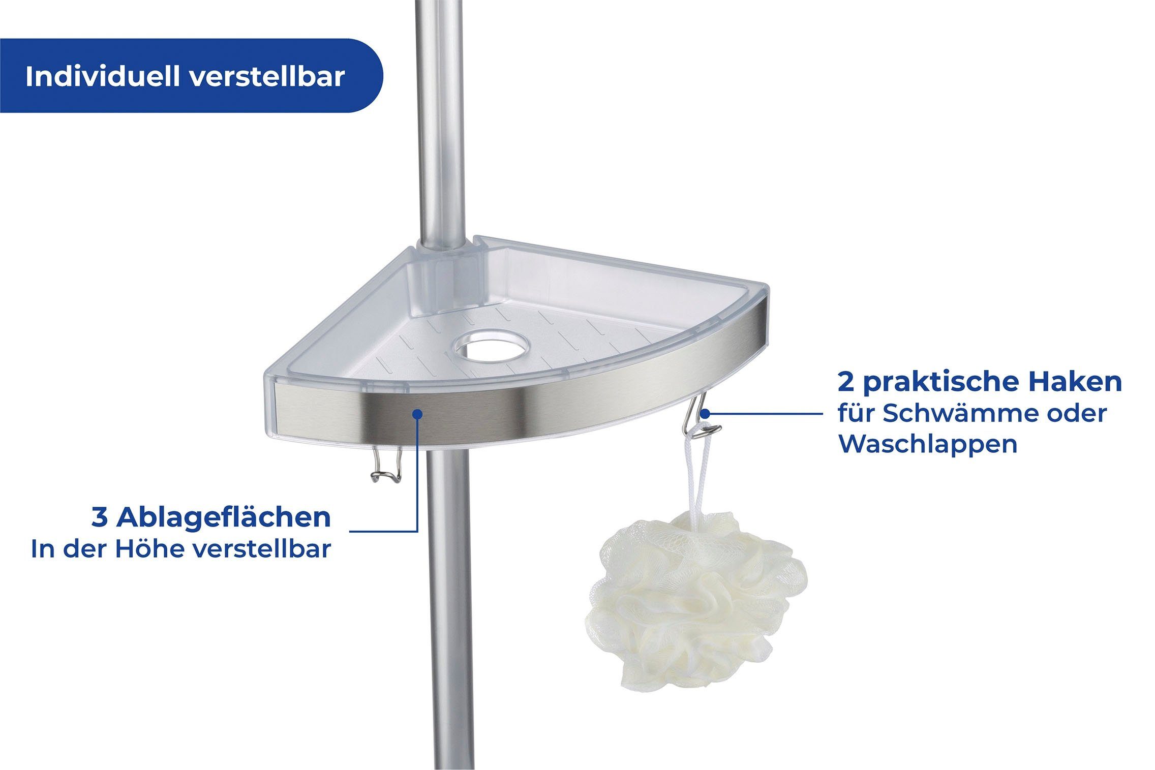 WENKO Doucherekje Premium 3 plateaus, 1 spiegel