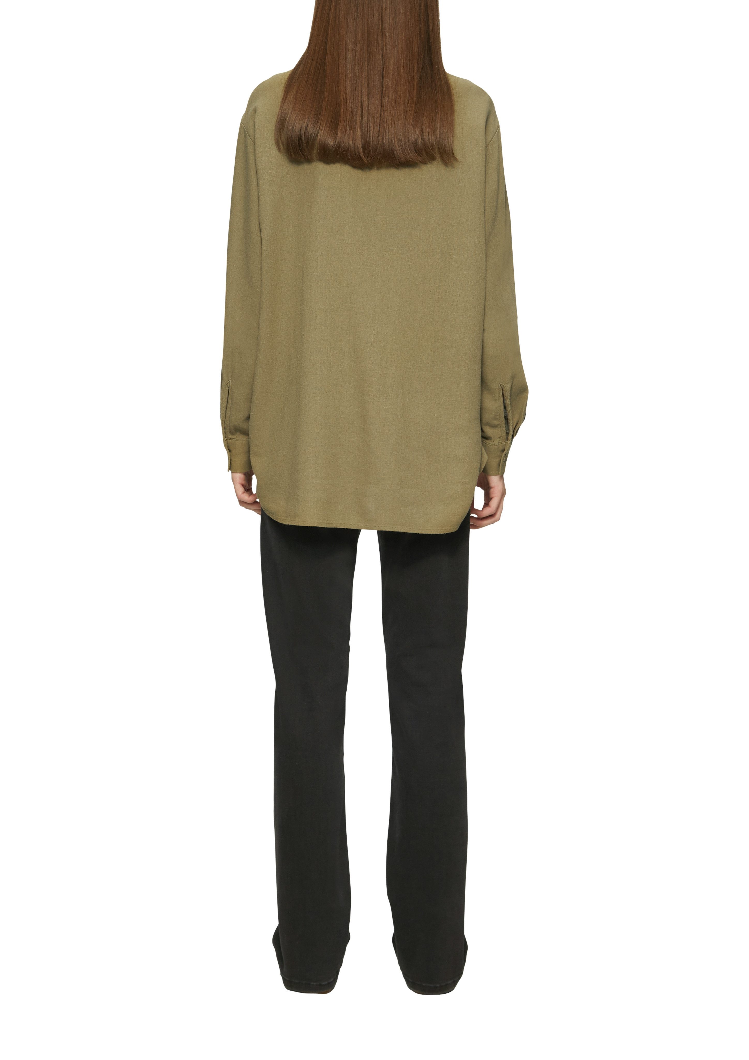 Q/S designed by Blouse met lange mouwen van een linnenmix met viscose