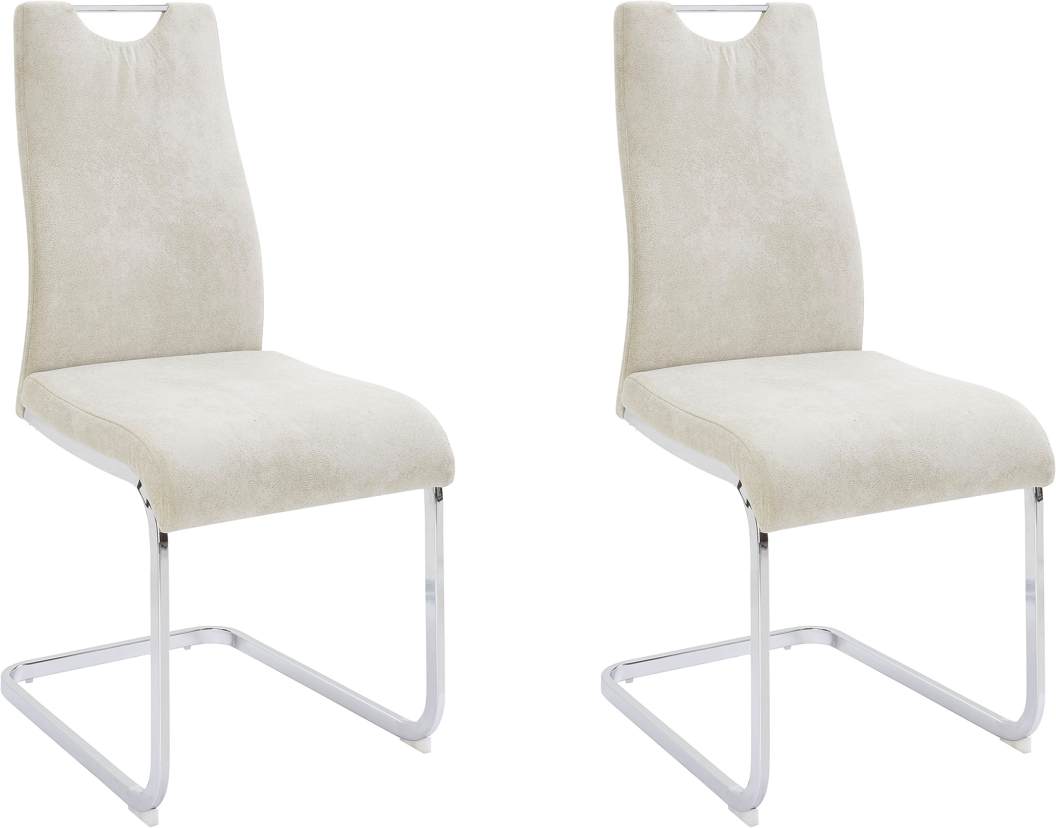 Home affaire Eetkamerstoel Milano (2 of 4 stuks), bekleding in microvezel of koord, sledestoel (set) 4 poot stoelen wit