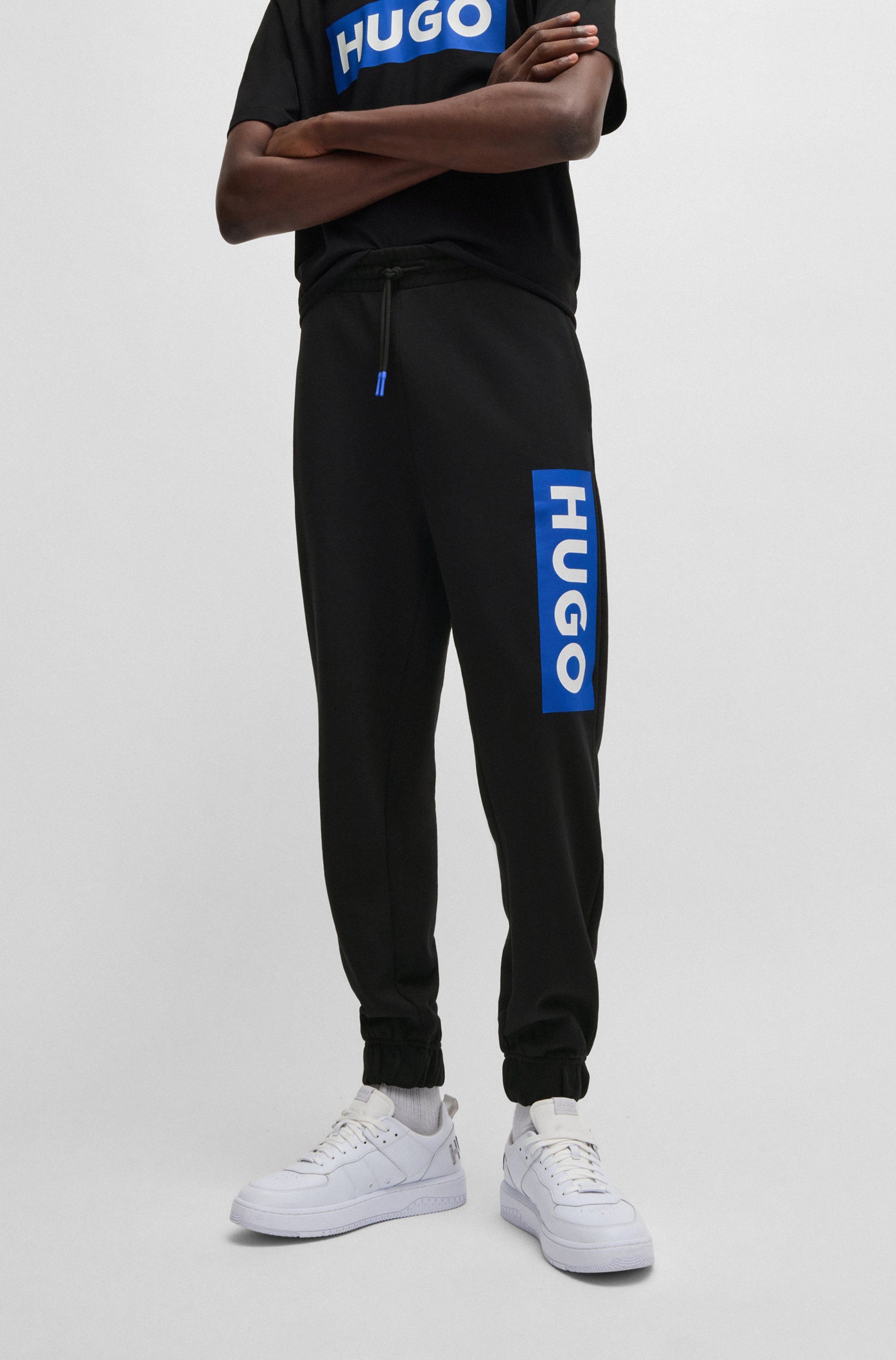 OTTO HUGO Blue Joggingbroek Nuram met grote logoprint heren joggingbroeken maat L zwart