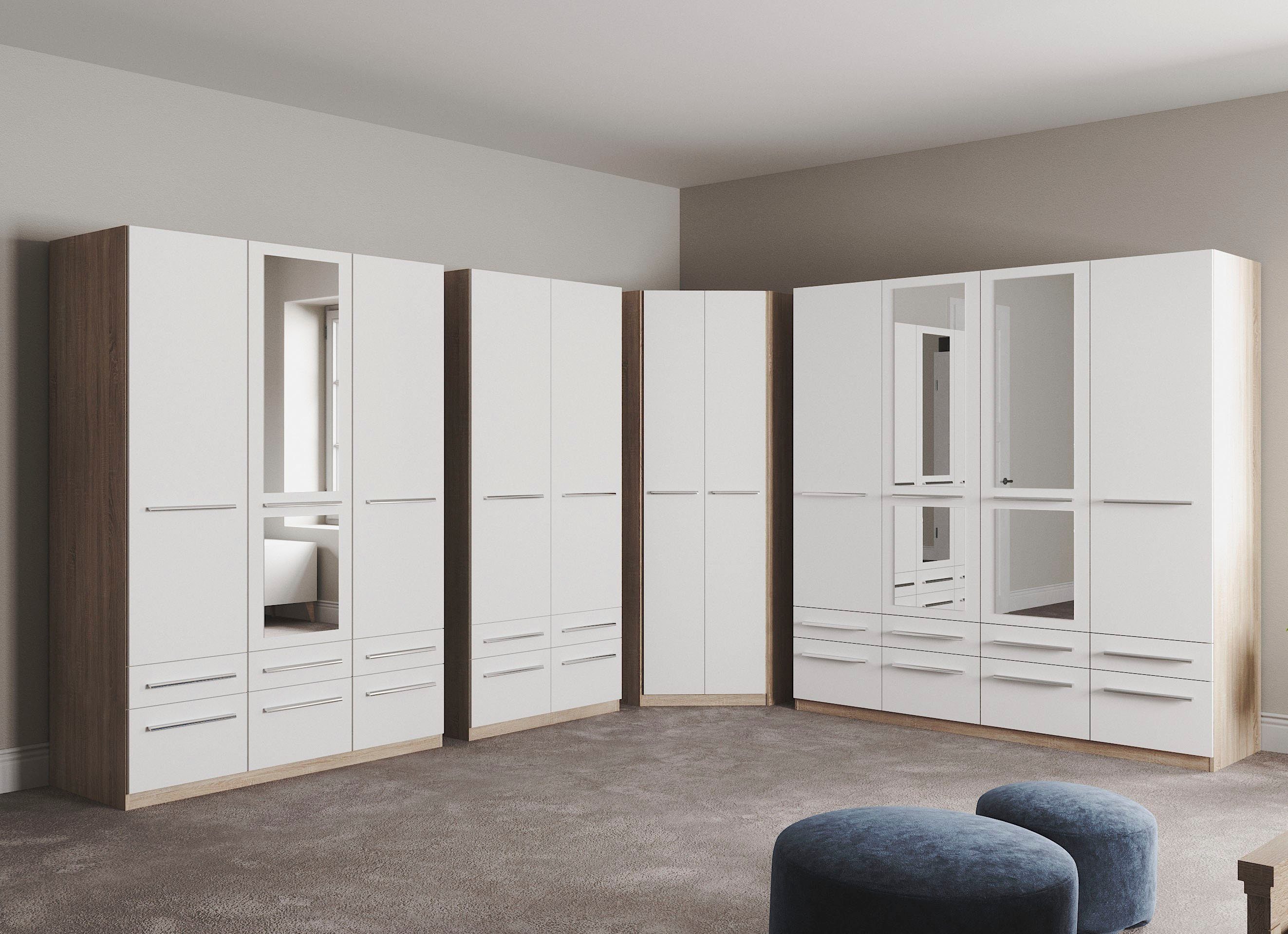 priess Kledingkast Kast garderobe waskast Barcelona in 5 breedtes veel opbergruimte, ruime lades, met spiegel, made in germany