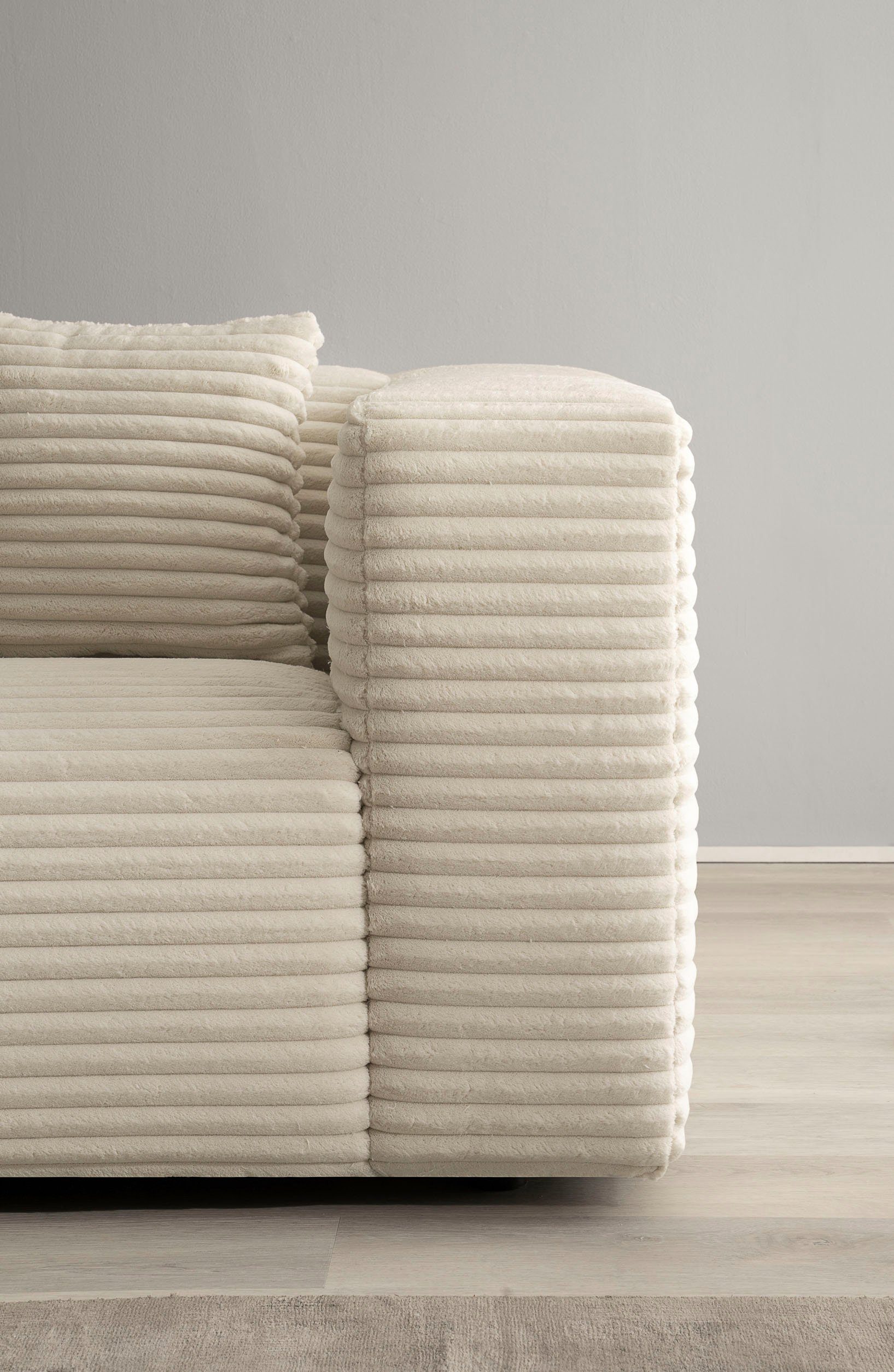 andas Hoekbank BAKELS, L-vorm in cord of bouclé stof, moderne bank naar keuze chaise longue rechts/links, comfortabel zitcomfort
