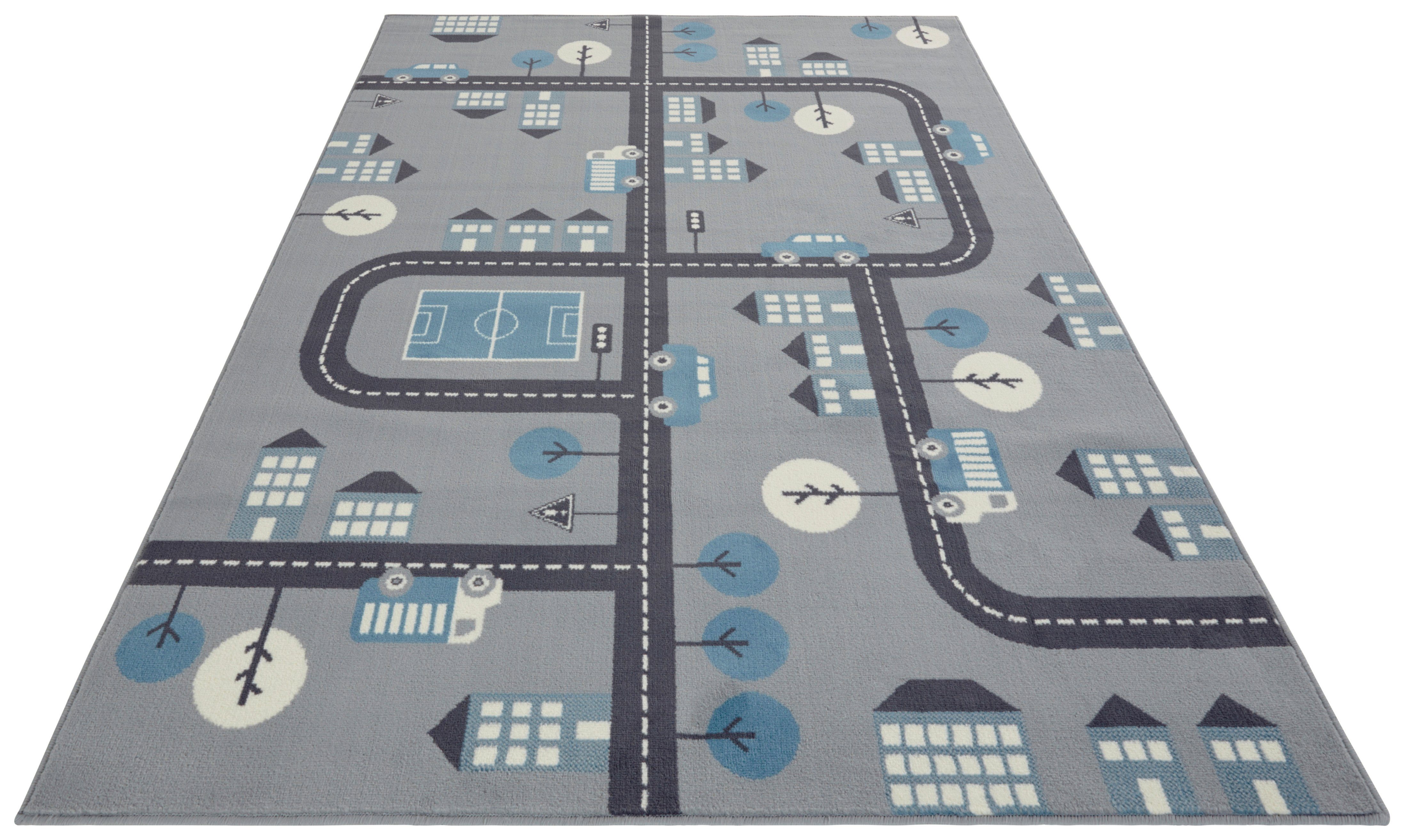 Speelkleed wegen - Town grijs/blauw 120x170 cm
