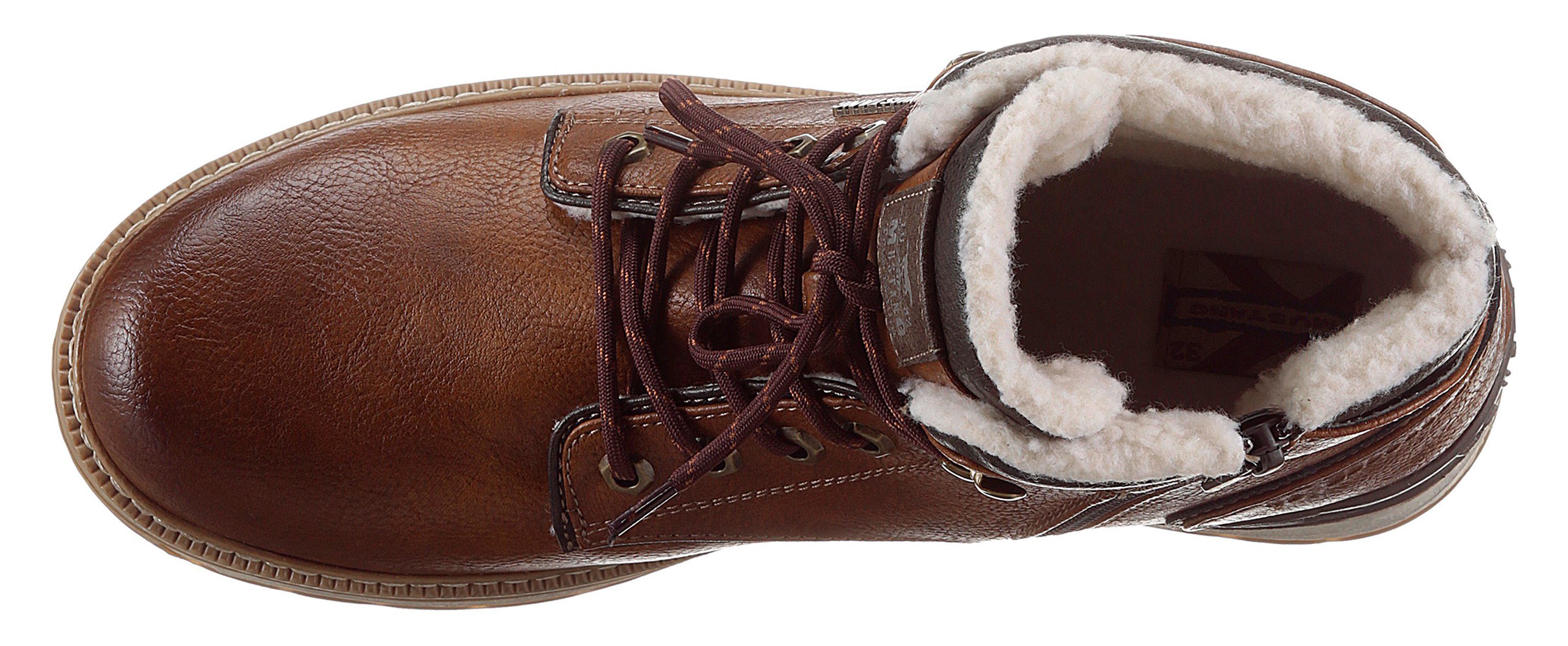 Mustang Shoes Winterlaarzen casual mode, veterschoenen, winterlaarzen met oogjes en logo-patch