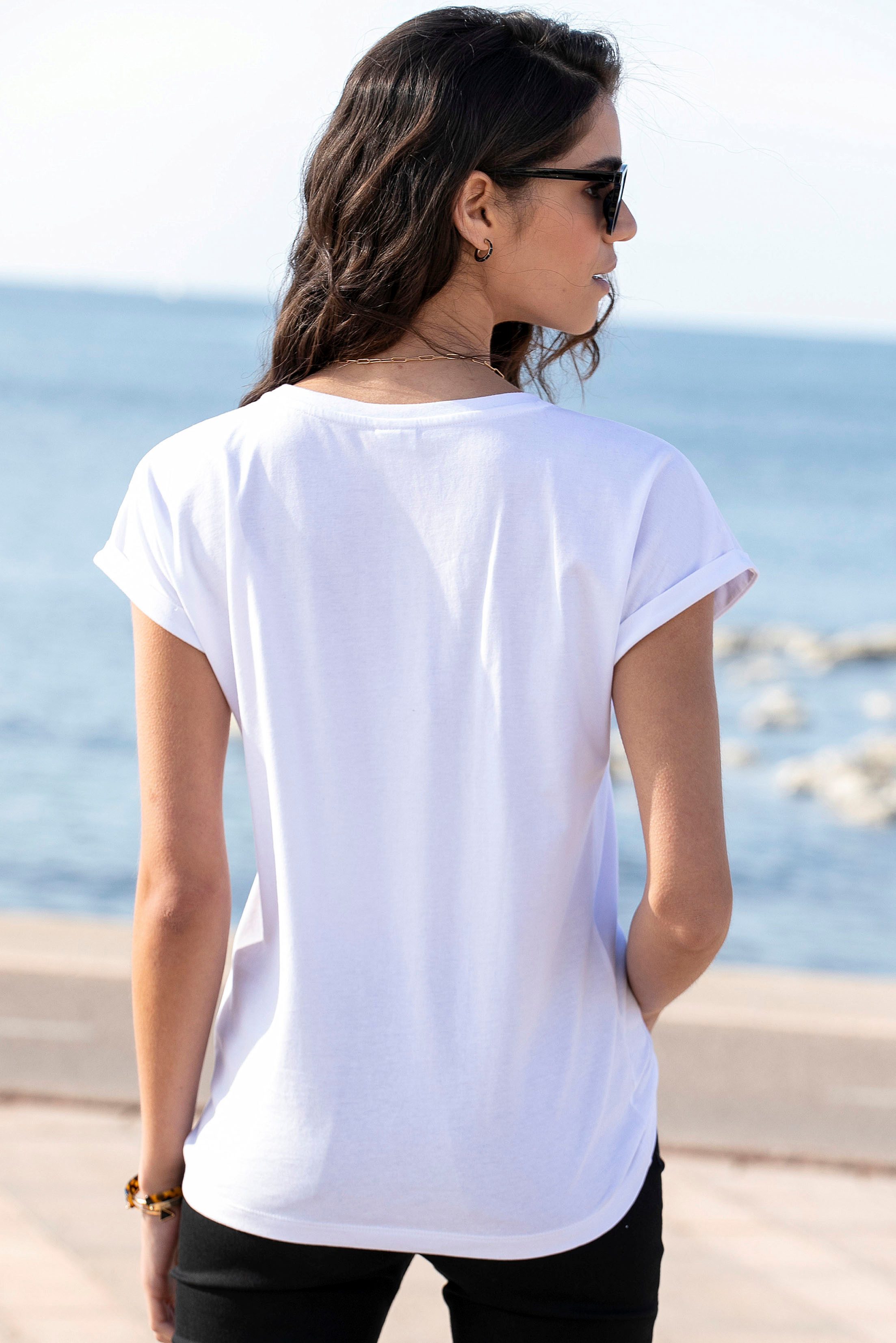 Venice Beach Shirt met korte mouwen met print op de voorzijde katoenen t-shirt losse pasvorm