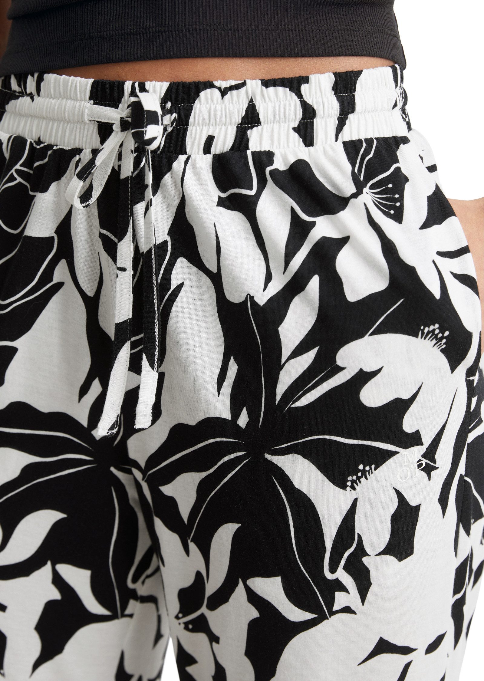 Marc O'Polo Loungebroek Mix & Match Cotton Modal Jersey Met allover print, trekkoord en bindband