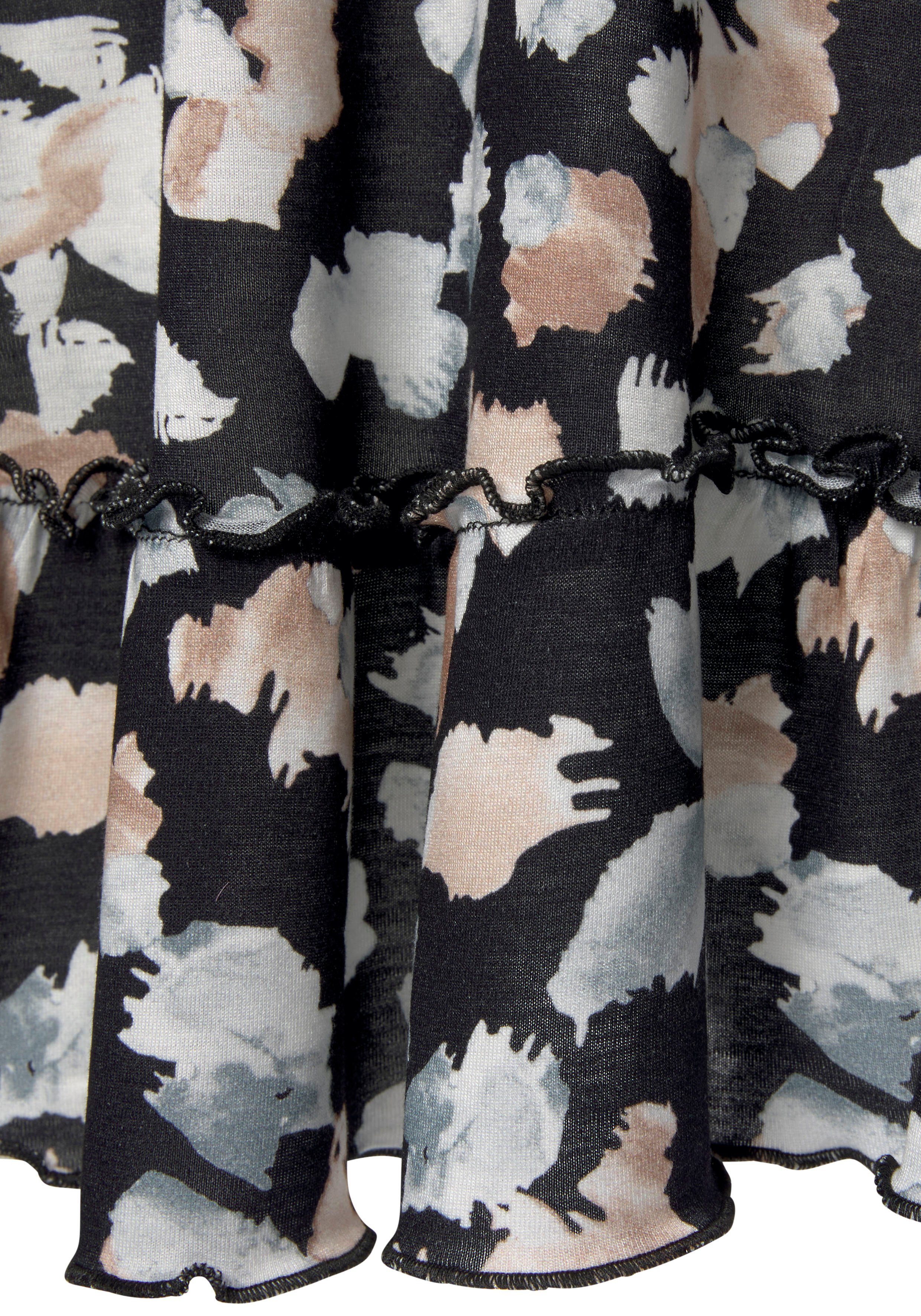 Lascana Jerseyjurk met alloverprint, elegante blousejurk, casual-chic