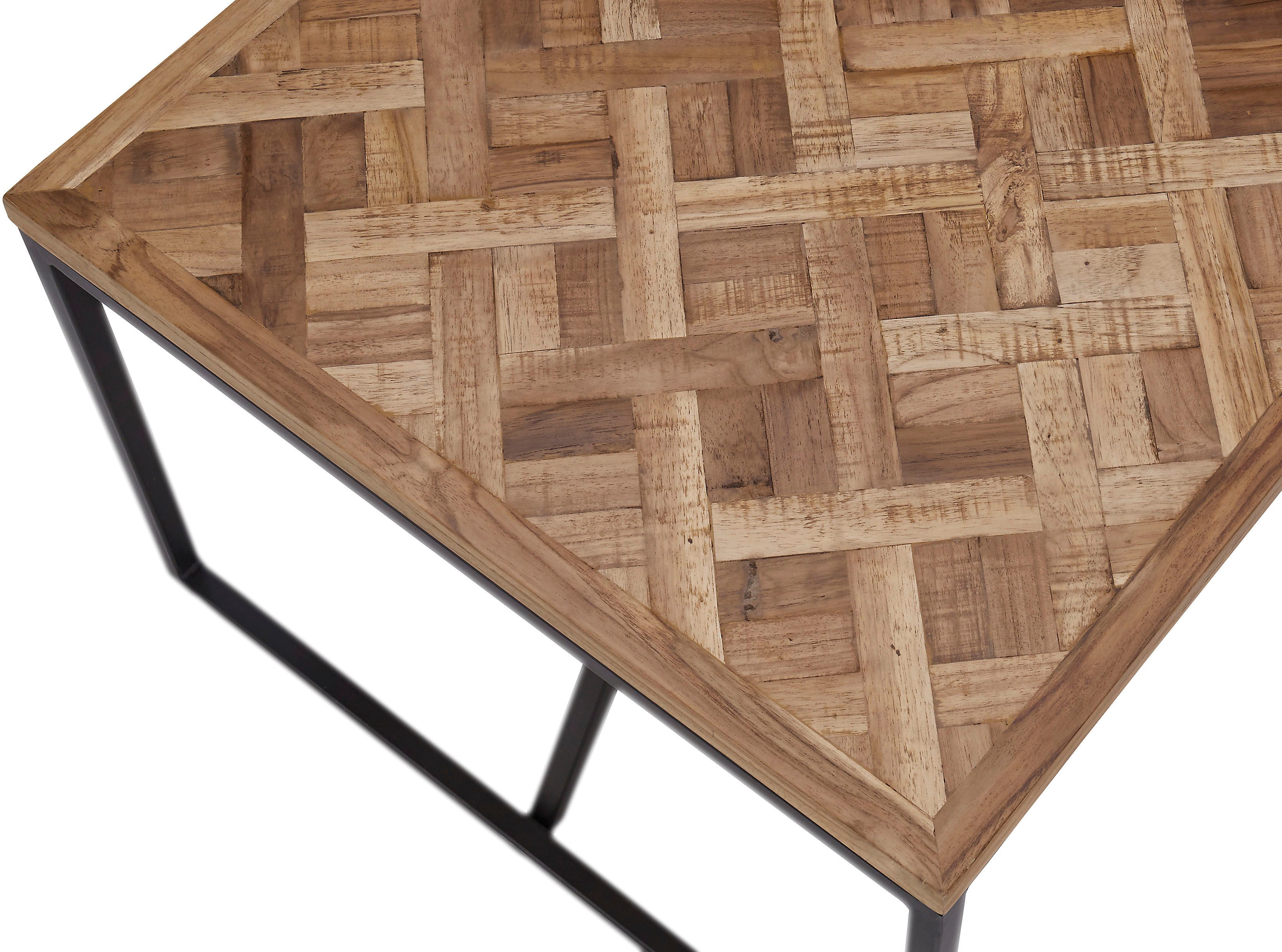 Stolkom Salontafel Lola 2-delig set massief teak gerecycled met patroon