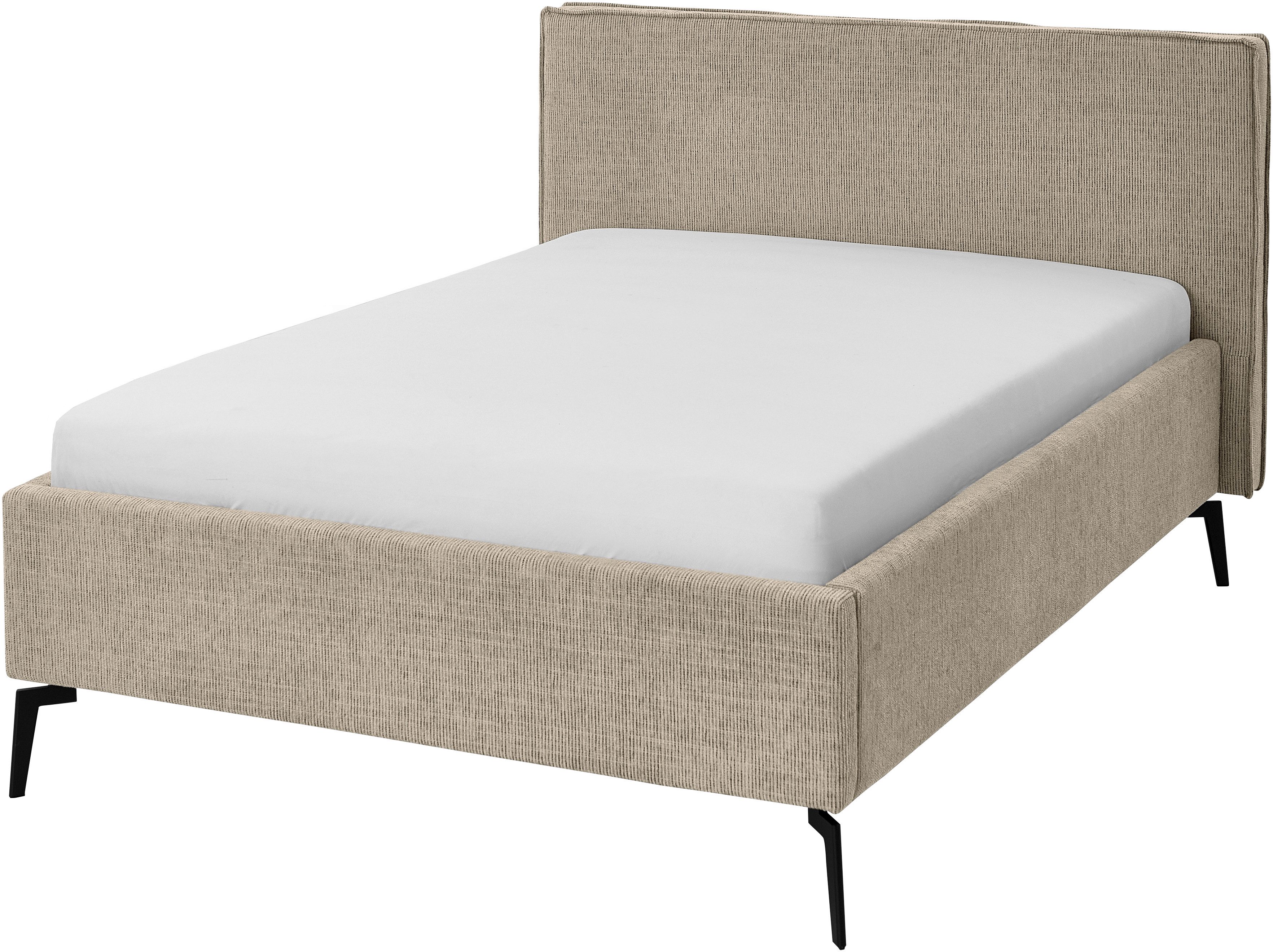 meise.möbel Gestoffeerd bed Riva II met zwarte metalen poten, naar keuze met bedkist