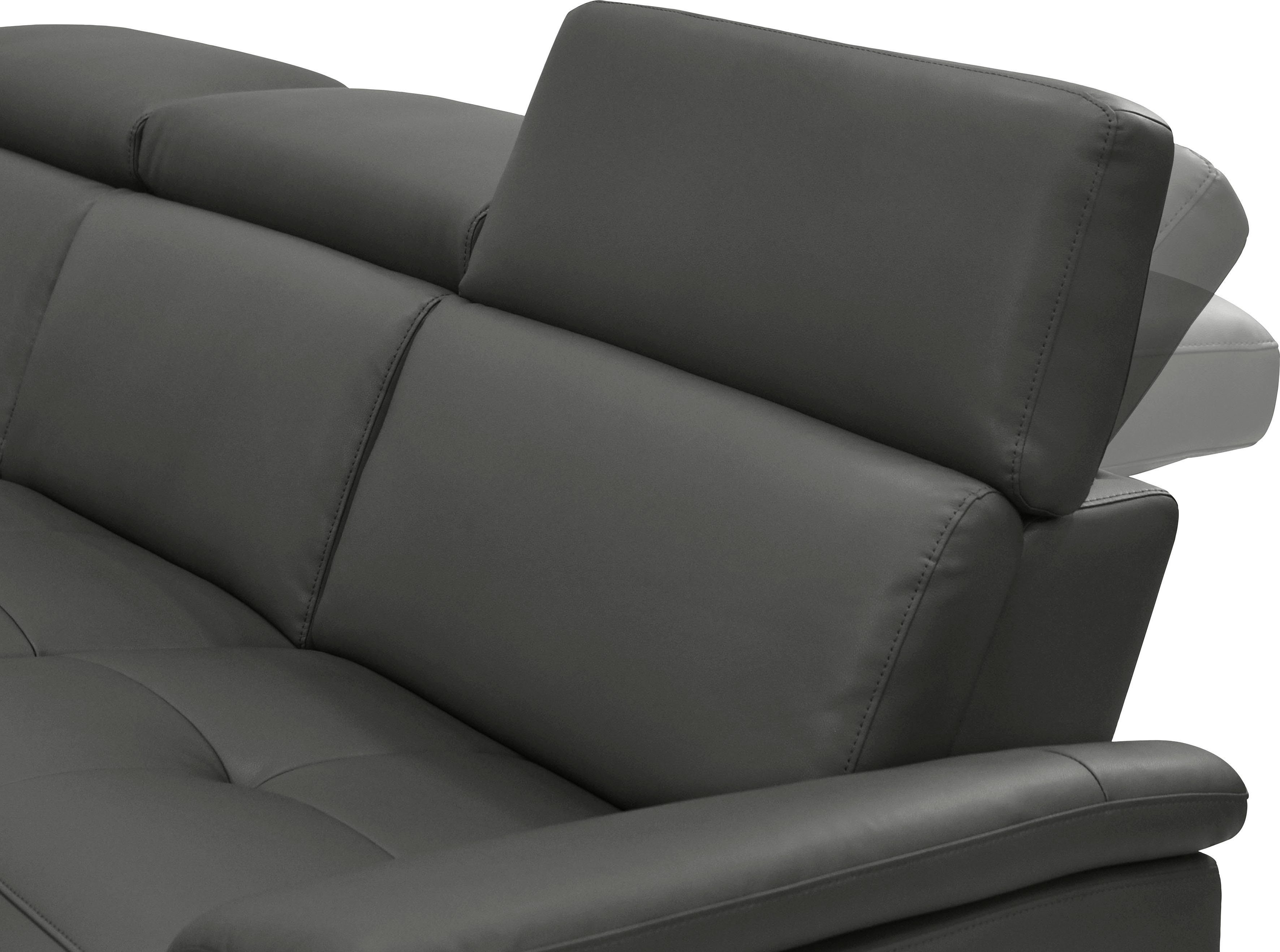 Places of Style Hoekbank Pareli, L-model, 259 cm, met récamier, echt leer, imitatieleer, weefstof