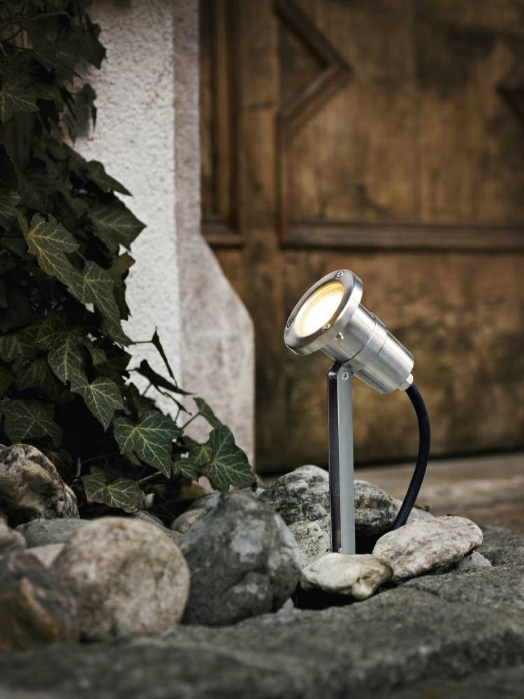 EGLO Ledpaallamp NEMA grondpen, schijnwerper, buitenverlichting, zilver, GU10, IP54