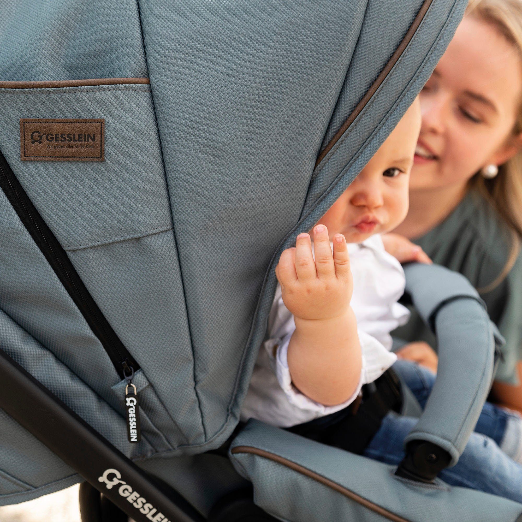 Gesslein Combi-kinderwagen FX4 Soft+ met opzetstuk Classic zwart/tabak, benzine