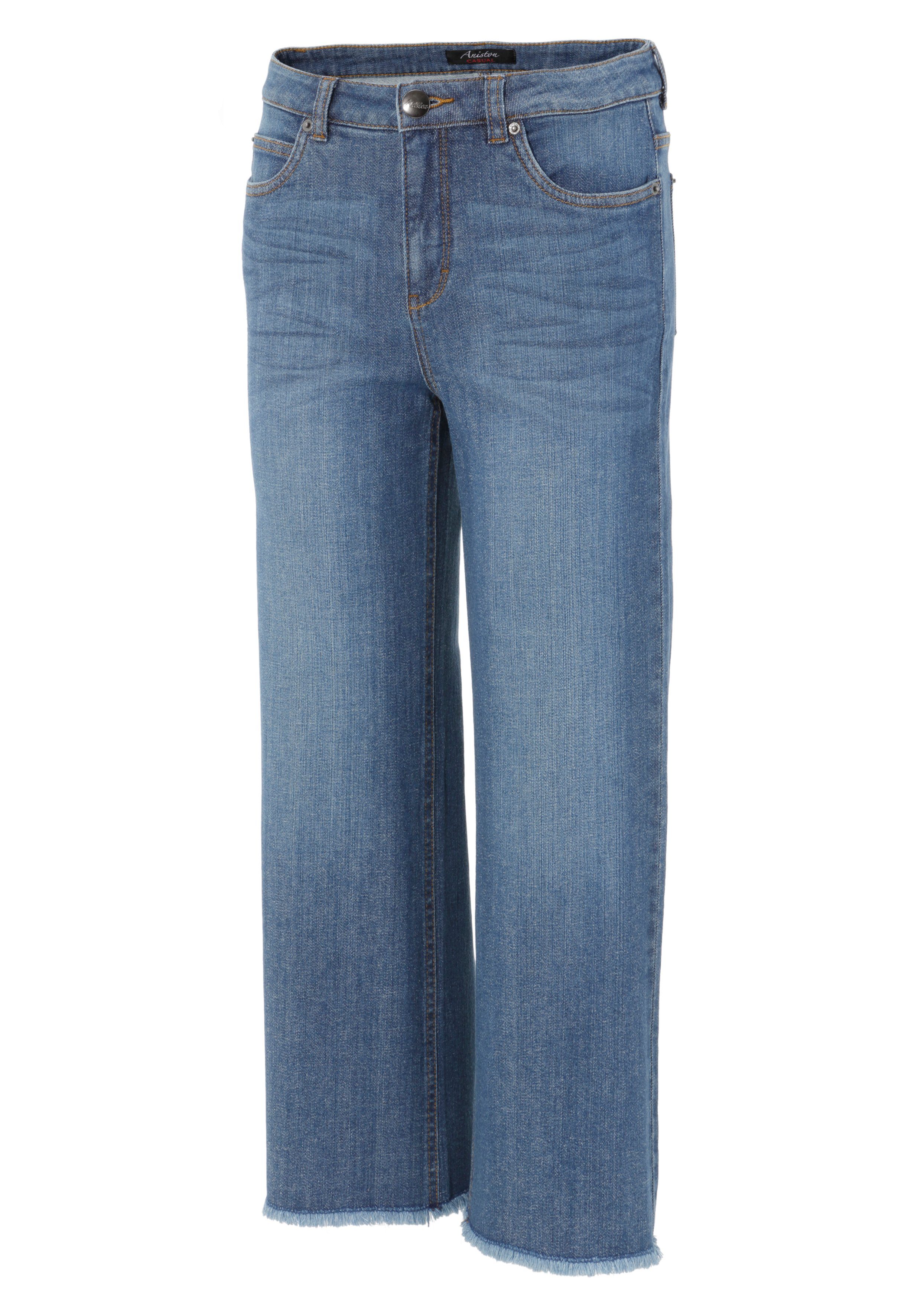 Aniston CASUAL 7/8 jeans met iets gerafelde voetzoom