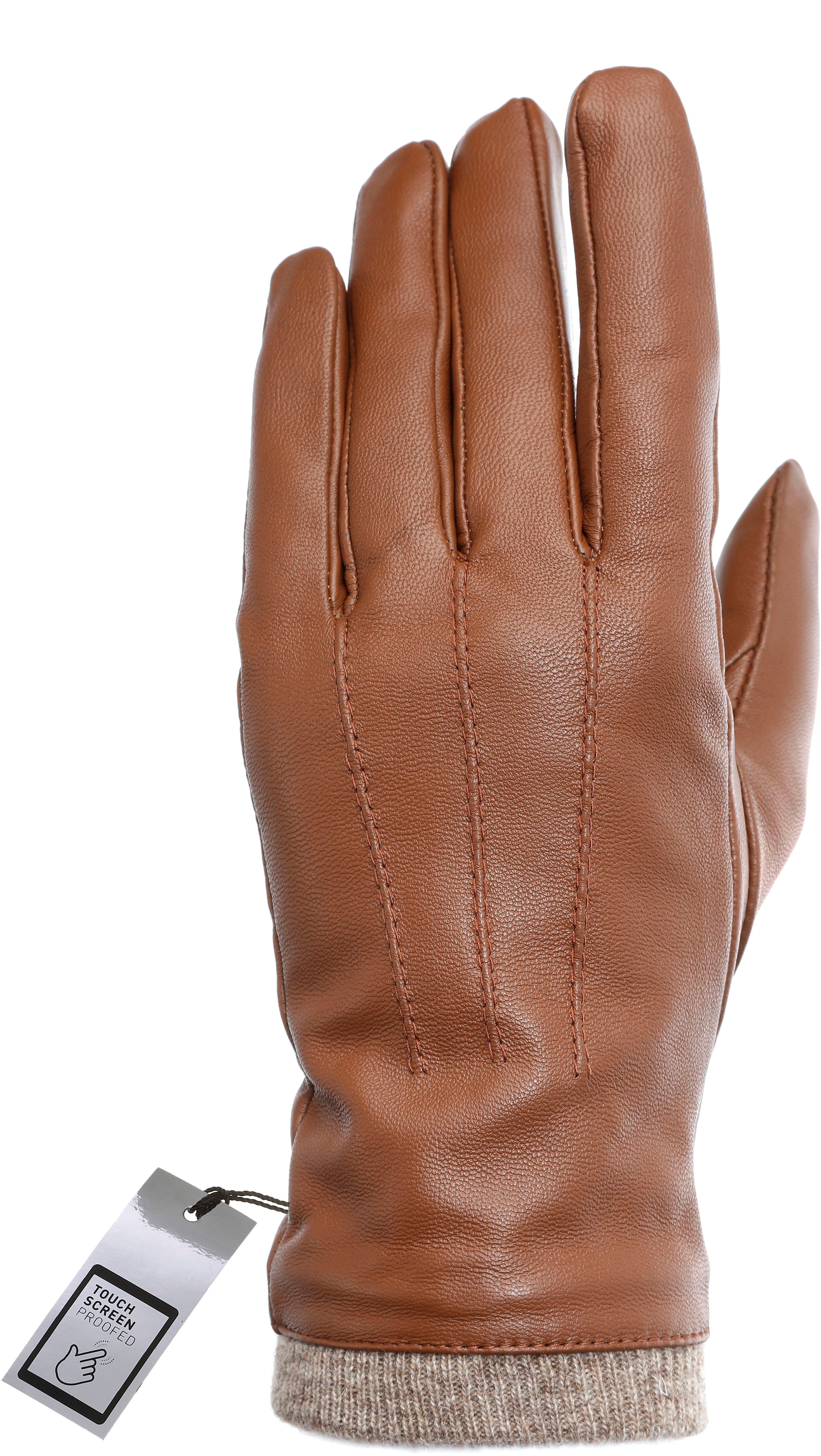 PEARLWOOD Leren handschoenen Daisy Touchscreen-geschikt - bedienbaar met 10 vingers, decoratieve naden
