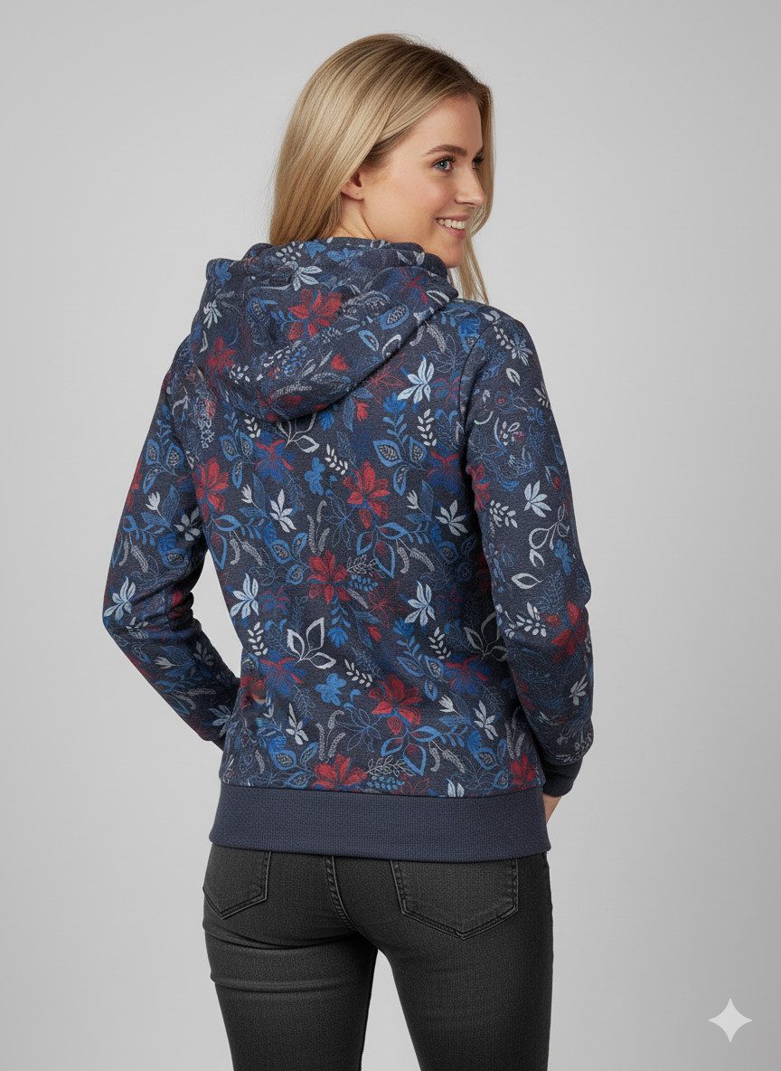 Ragwear Sweatshirt GRIPY FLOWERS O Hoodie met gebloemde print all-over