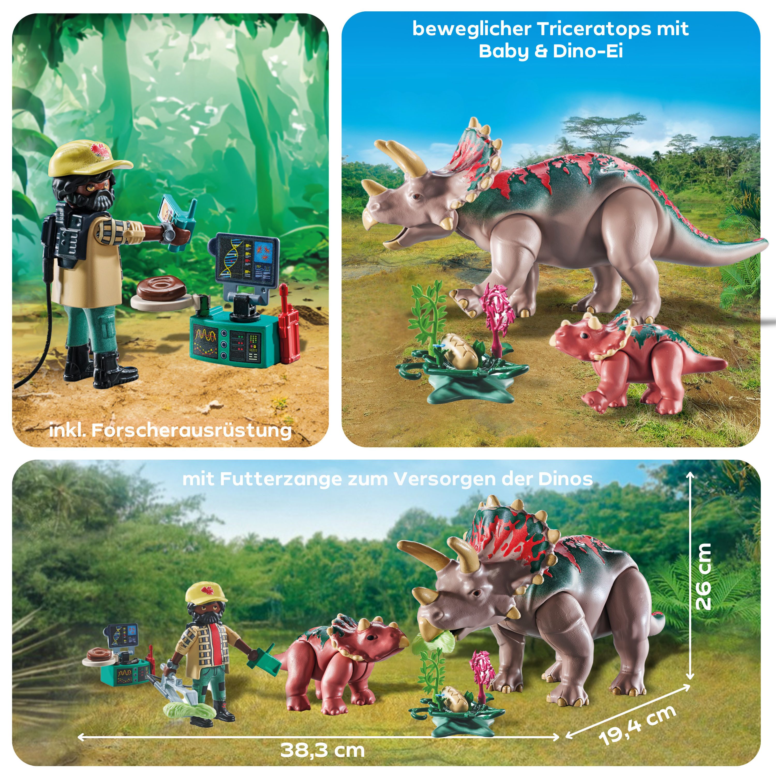 Playmobil® Constructie-speelset Triceratops mit Jungtier (71821), Playmobil Dinos (29-delig)