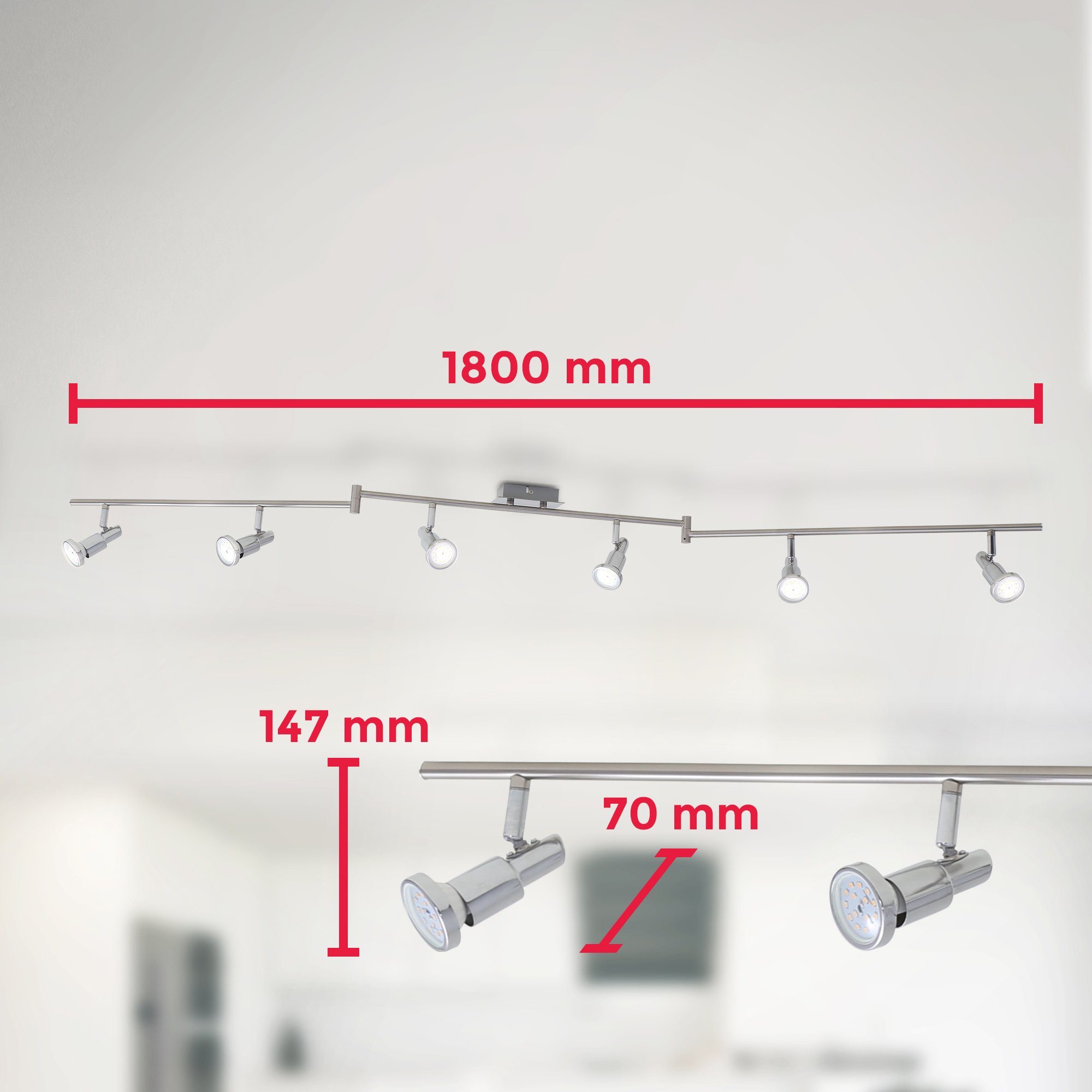 B.K.Licht Ledplafondspots Plafondlamp, draaibaar, kantelbaar, chroomkleurige spots inclusief 5W 400lm